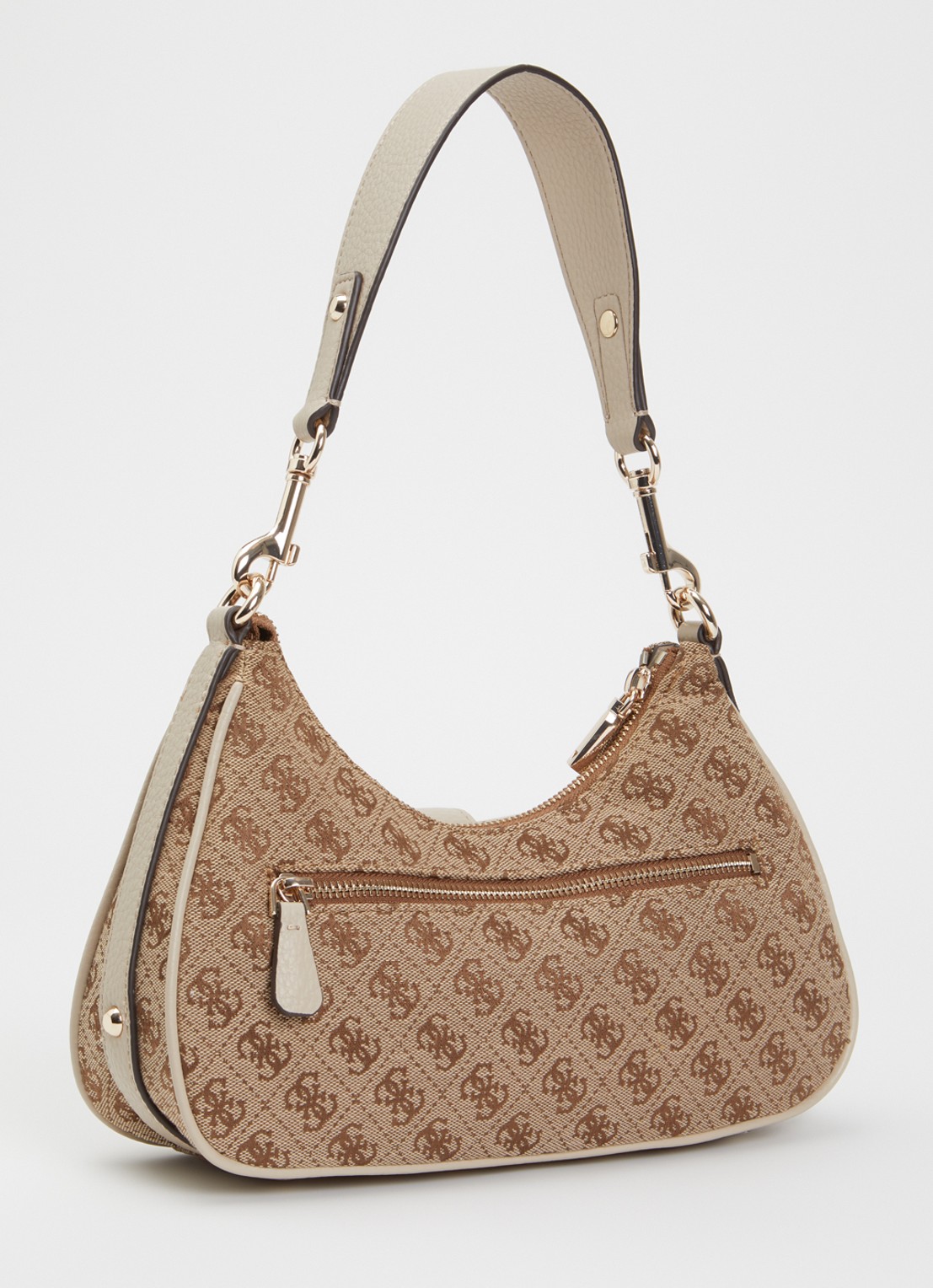 GUESS Jessa schoudertas met logoprint en afneembare schouderriem - achterkant lichtbruin