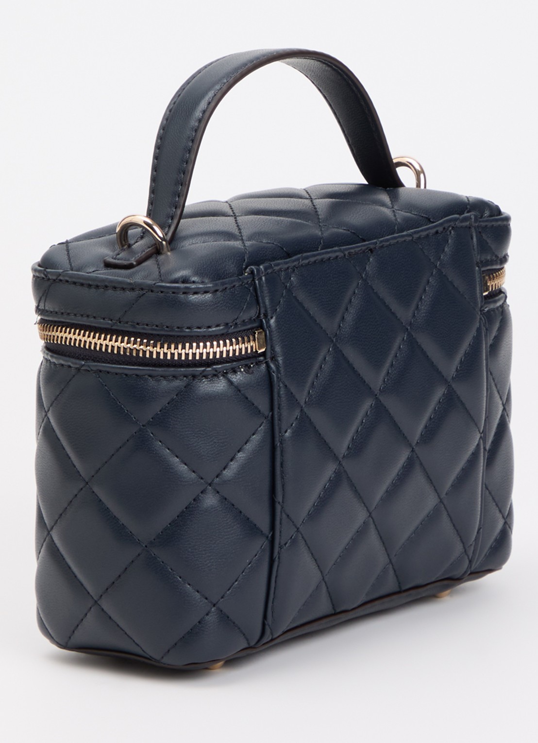 GUESS Juliet Canister handtas met quilt patroon en afneembare schouderriem - achterkant 5 donkerblauw