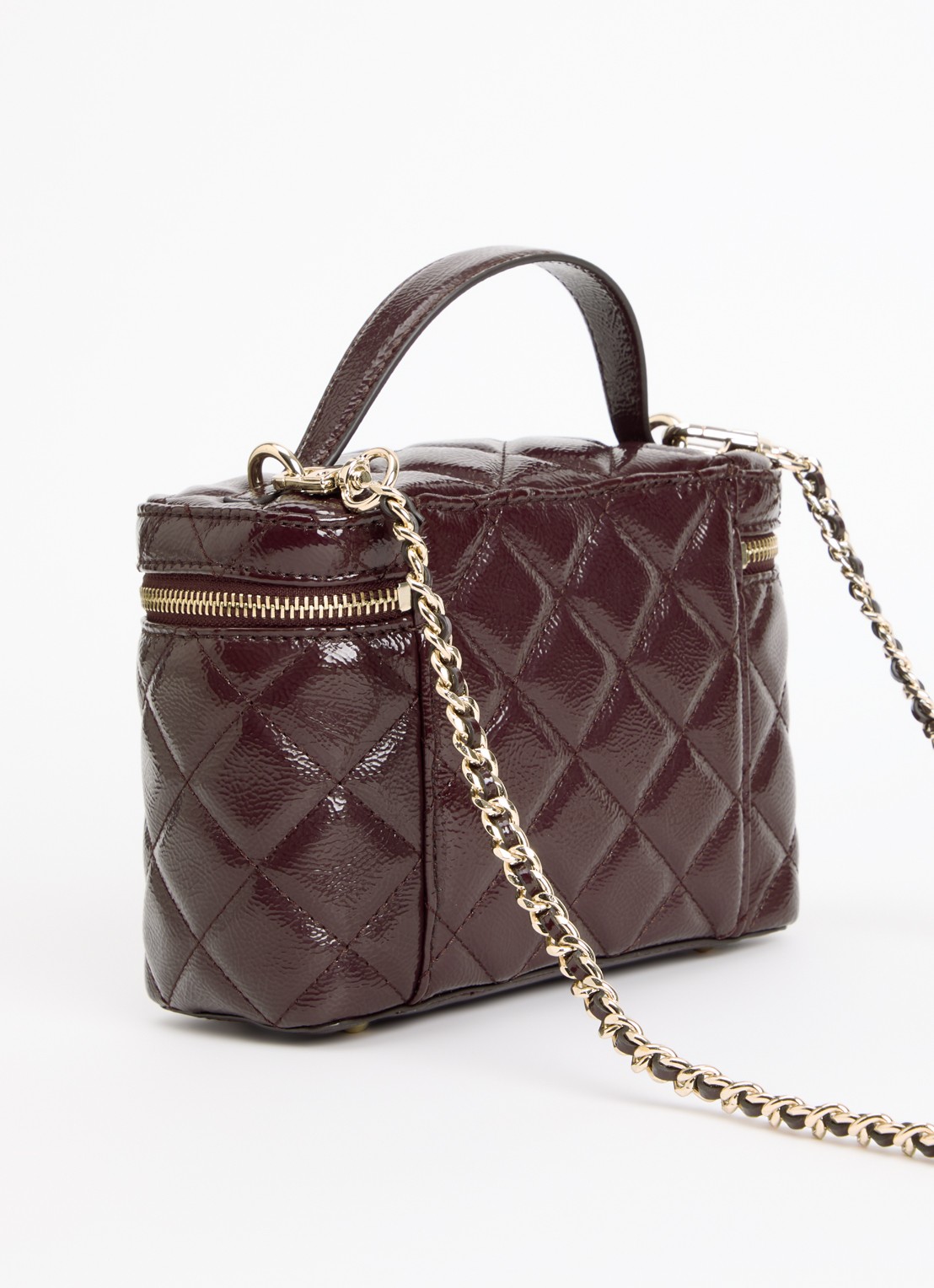 GUESS Juliet Canister handtas met quilt patroon en afneembare schouderriem - achterkant 2 bordeauxrood
