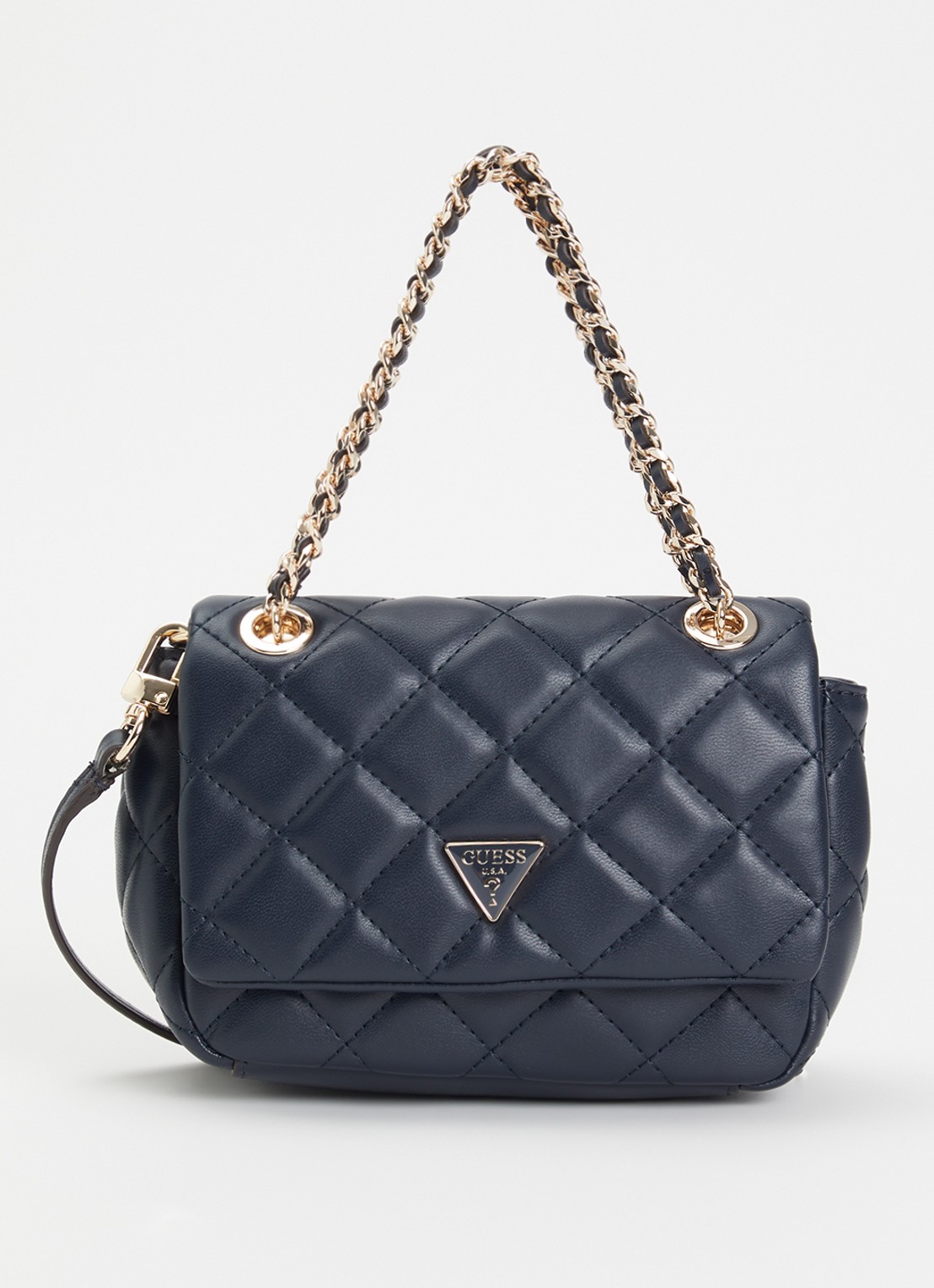 GUESS Juliet mini schoudertas met afneembare schoudertas  - voorkant 2 donkerblauw