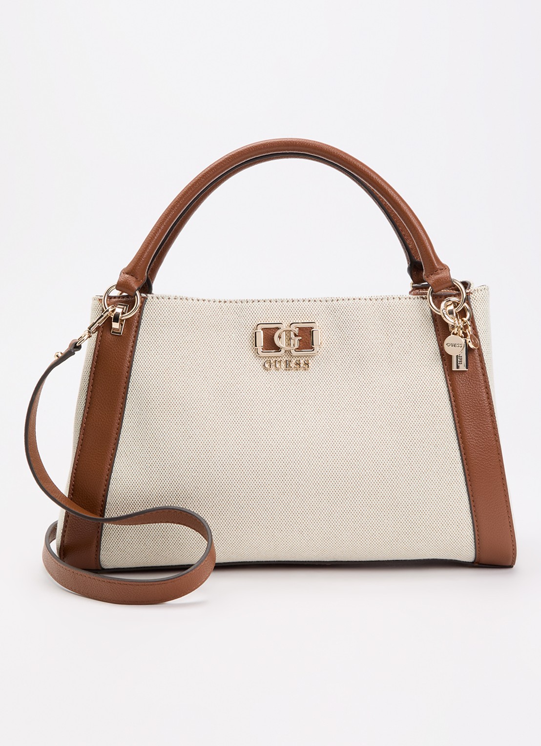 GUESS Karnilla handtas met afneembare schouderriem - voorkant 2 bruin