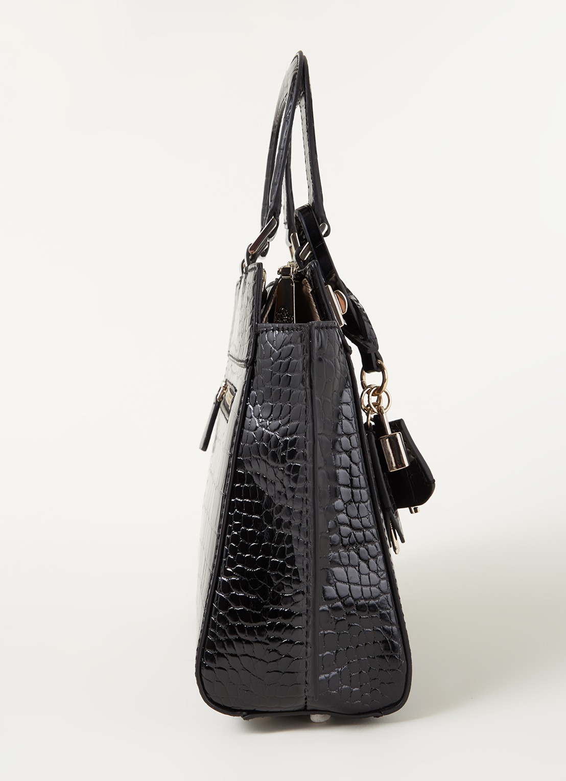 GUESS Katey handtas met crocostructuur - detail 2 zwart