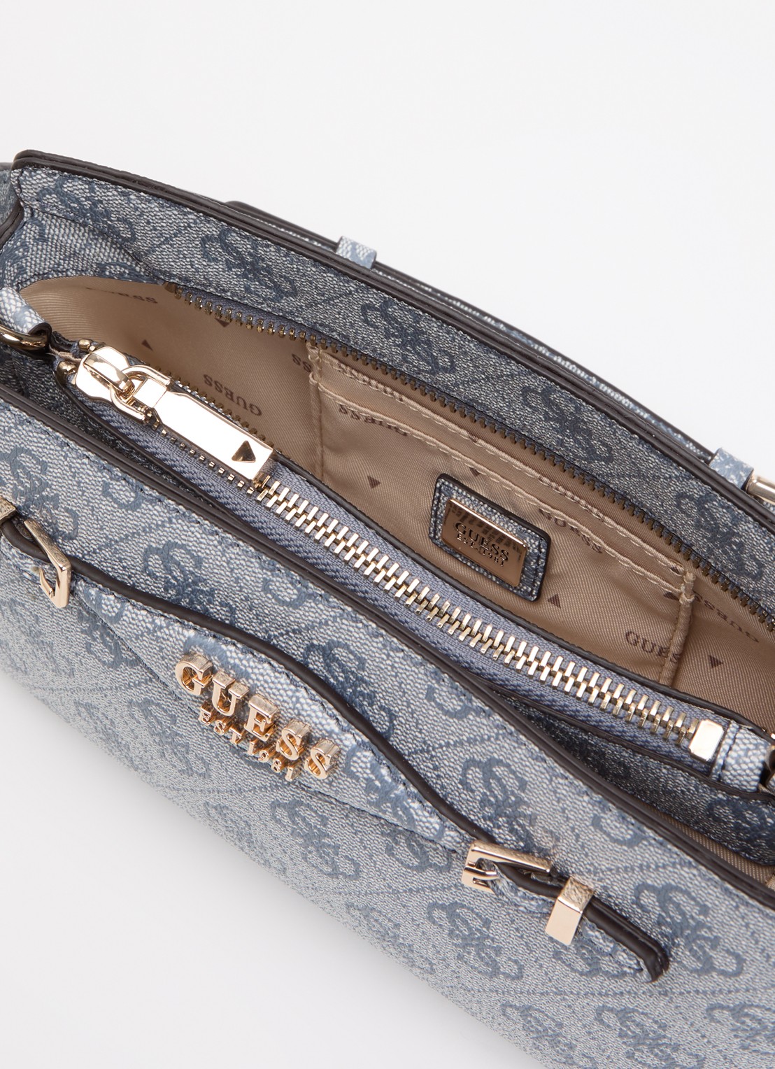 GUESS Katya crossbodytas met logoprint - detail 4 lichtblauw