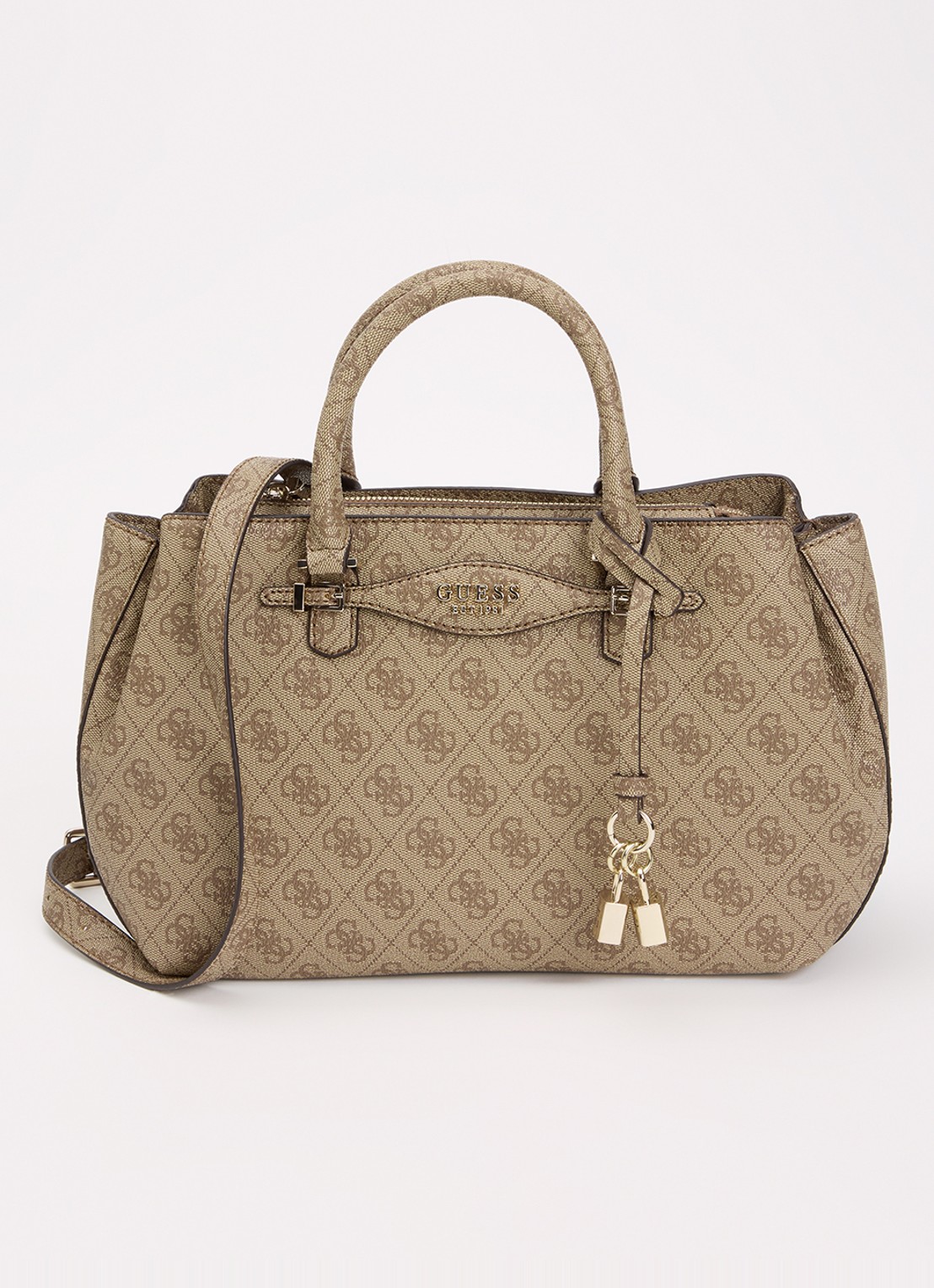 GUESS Katya handtas met afneembare schouderriem - voorkant bruin