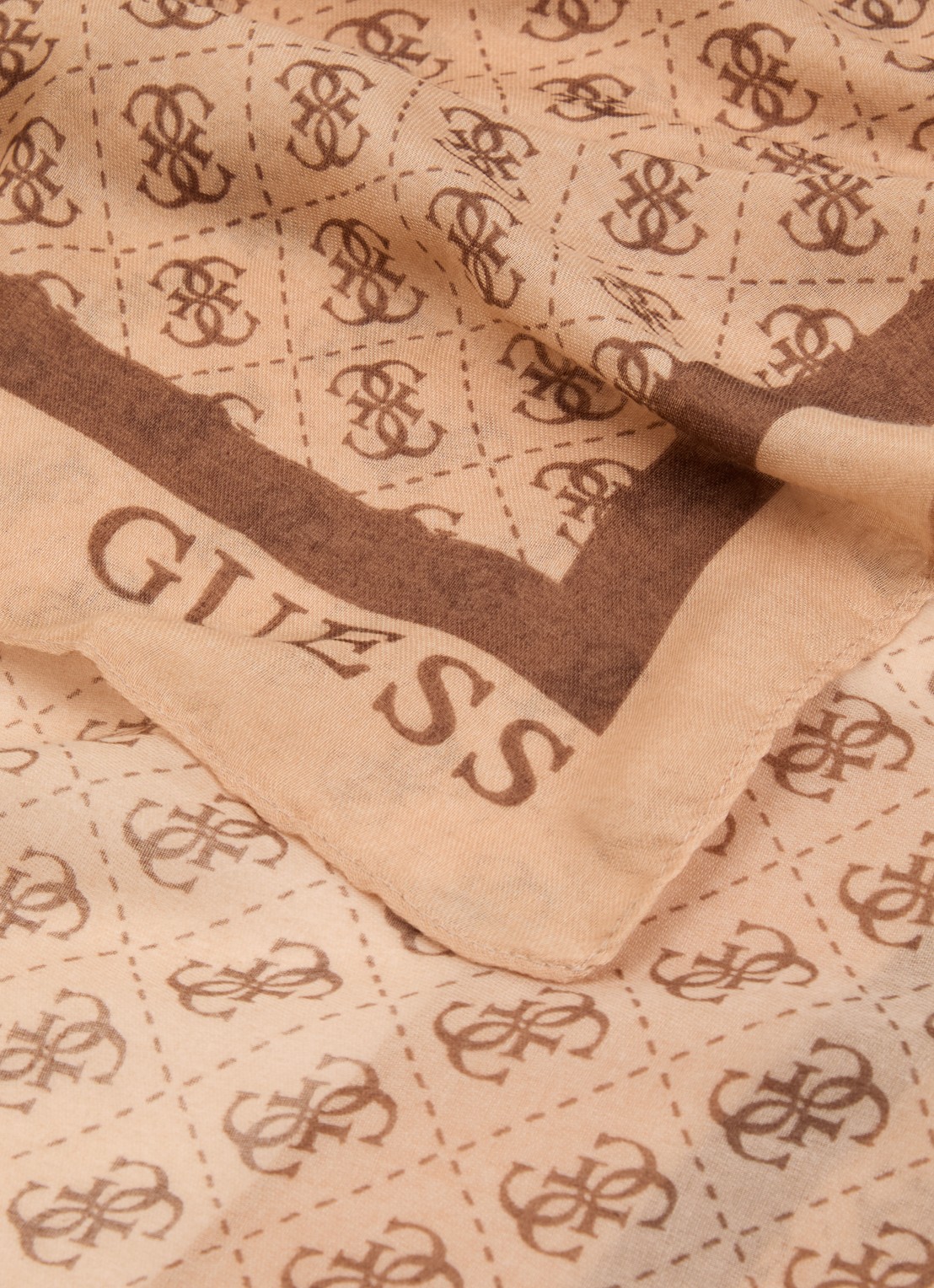GUESS Katya sjaal met logoprint 180 x 90 cm - detail 2 camel