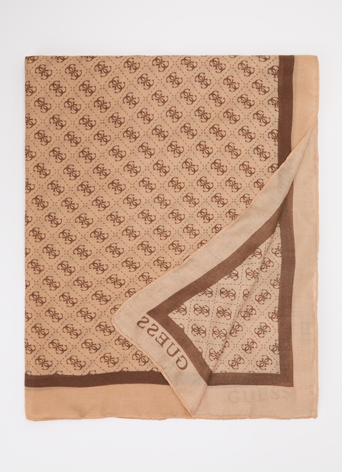 GUESS Katya sjaal met logoprint 180 x 90 cm - voorkant 3 camel
