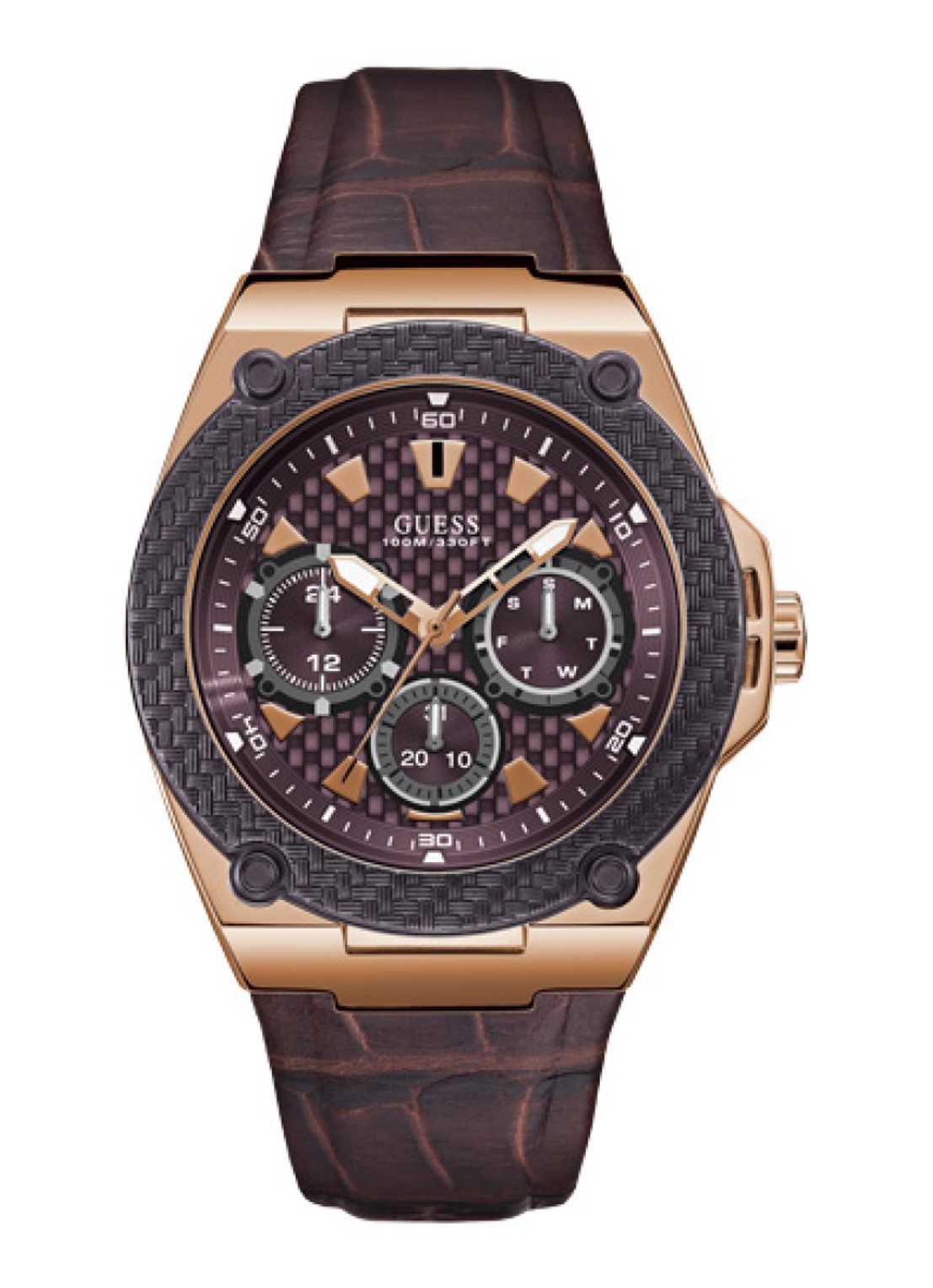 GUESS Legacy horloge W1058G2 - voorkant 4 bruin