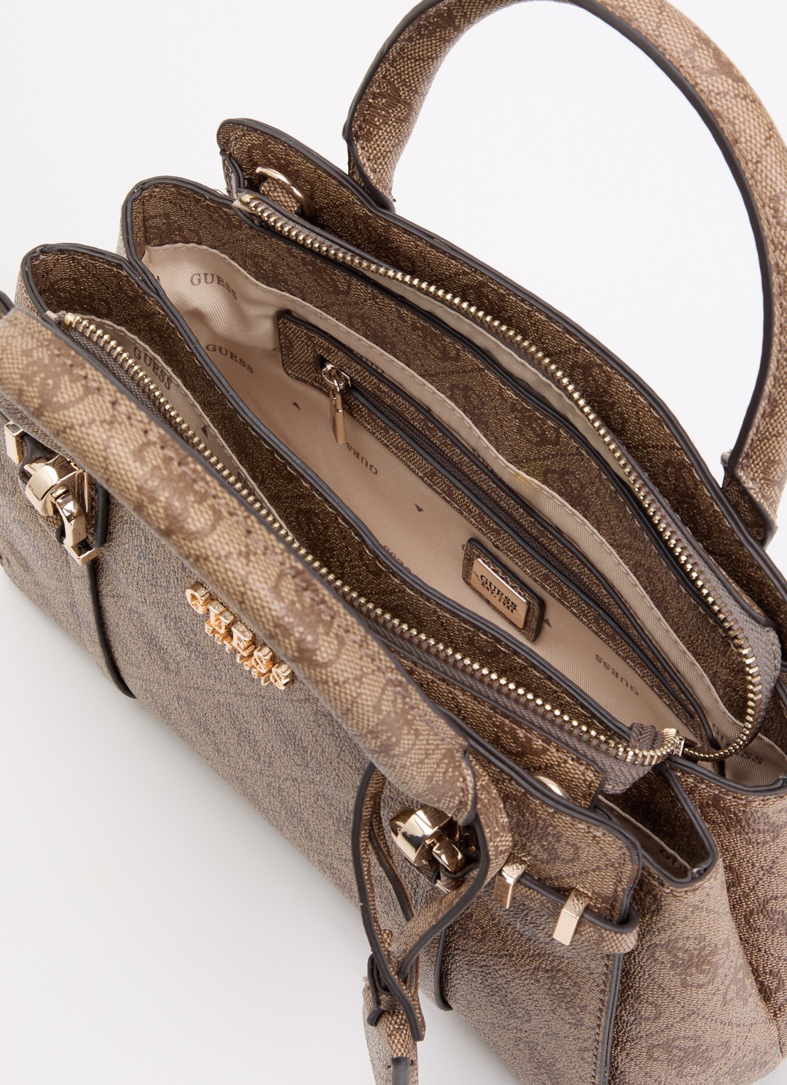 GUESS Leona Logo crossbodytas met logoprint en afneembare schouderriem  - detail 4 bruin