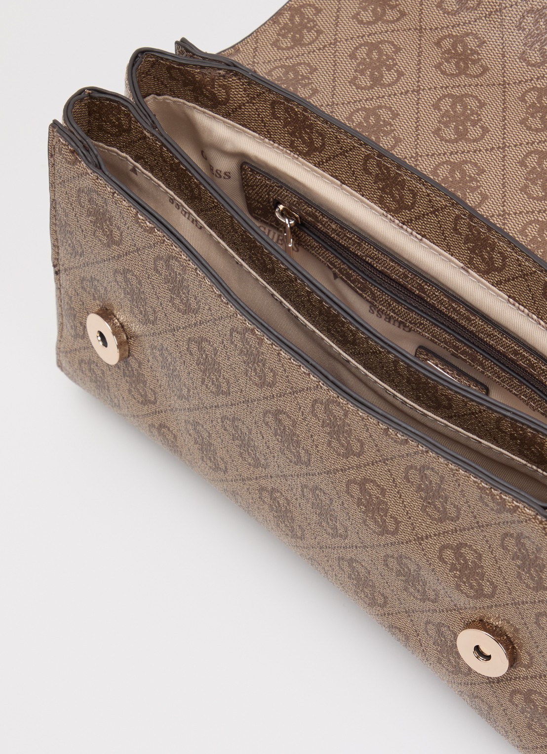 GUESS Leona Logo crossbodytas met logoprint  - detail 5 zand