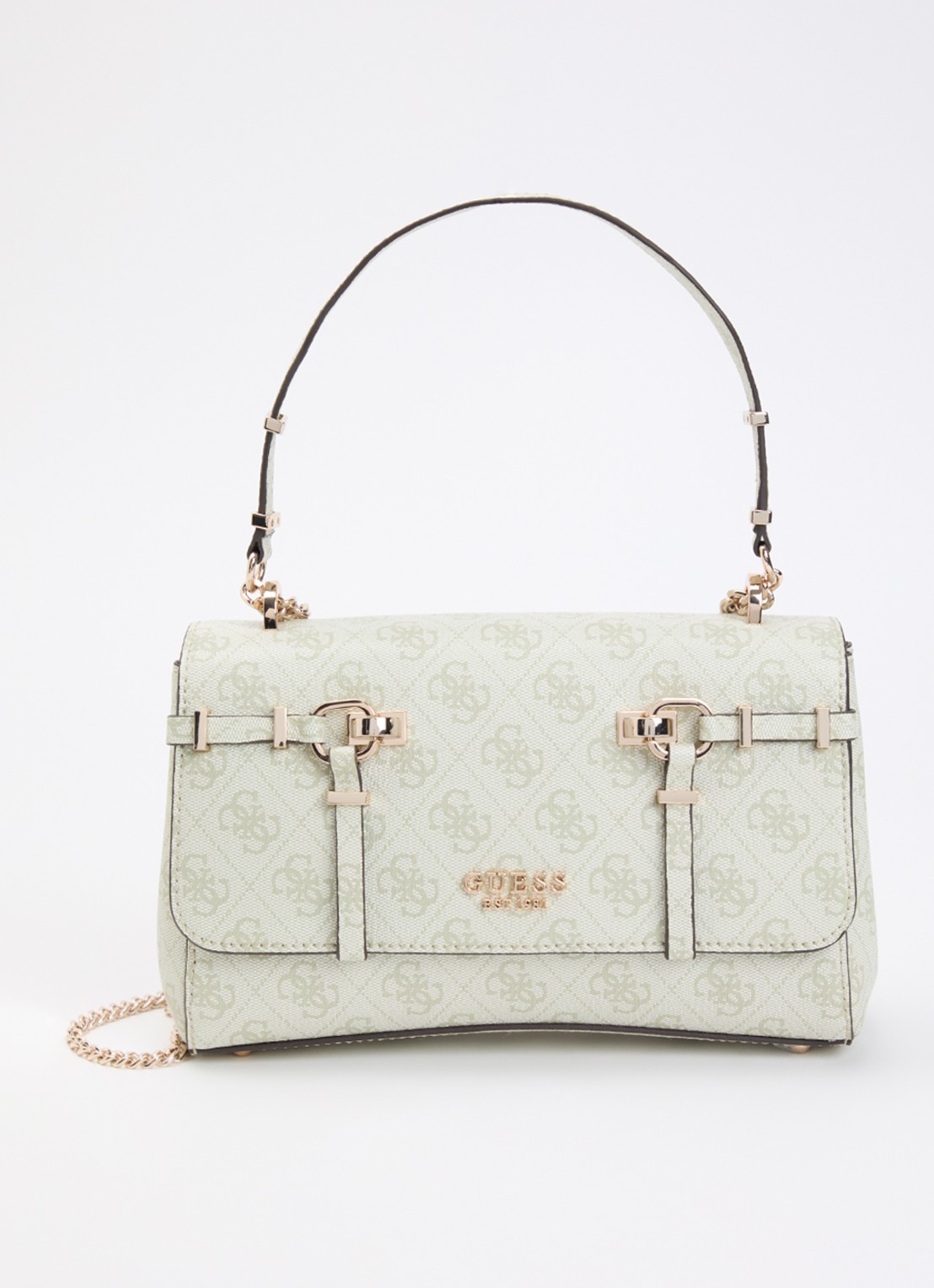 GUESS Leona Logo crossbodytas met logoprint - voorkant 5 groen