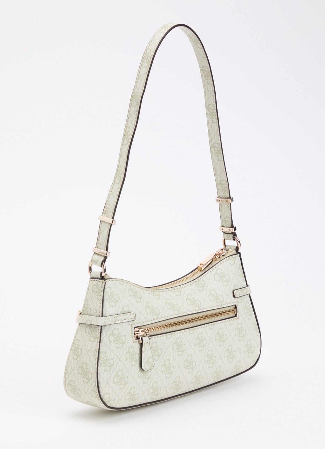 GUESS Leona logo schoudertas met logoprint  - achterkant 4 lichtgroen