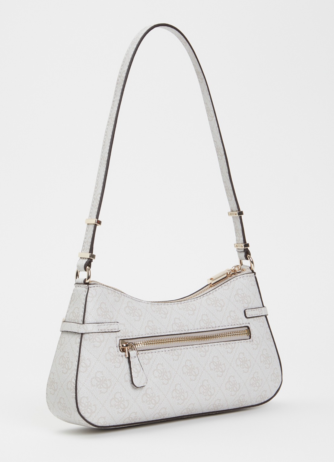 GUESS Leona schoudertas met logoprint - achterkant 3 gebroken wit