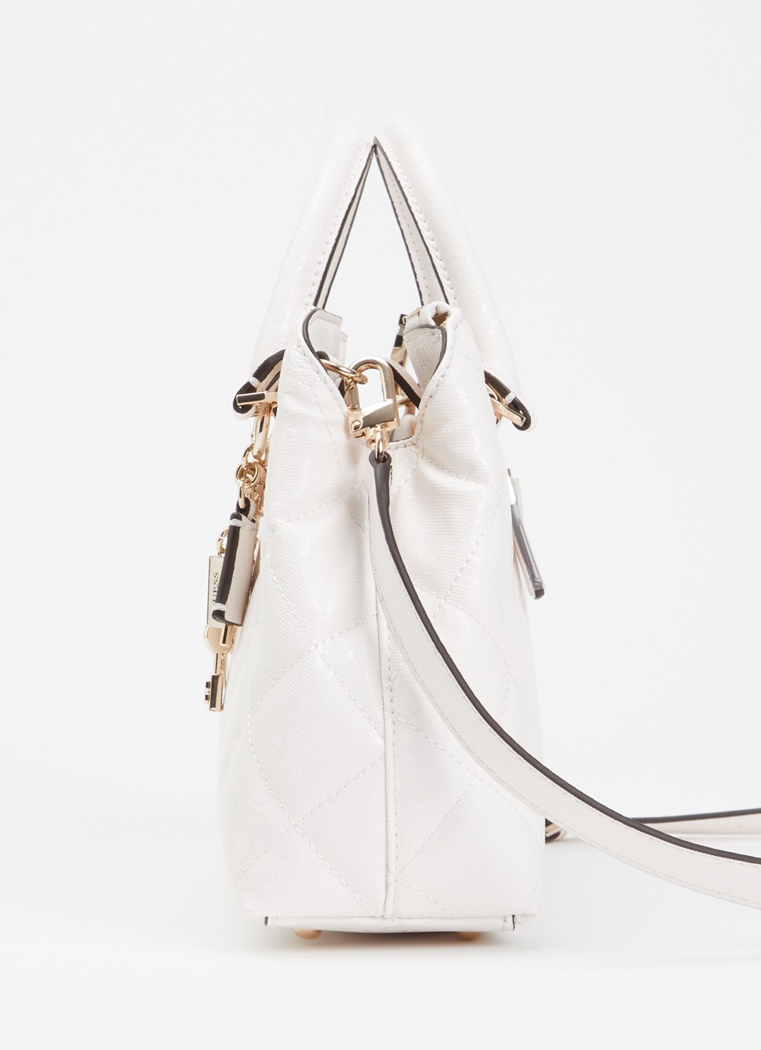 GUESS Libby handtas met logoprint en afneembare schouderriem - detail 5 gebroken wit