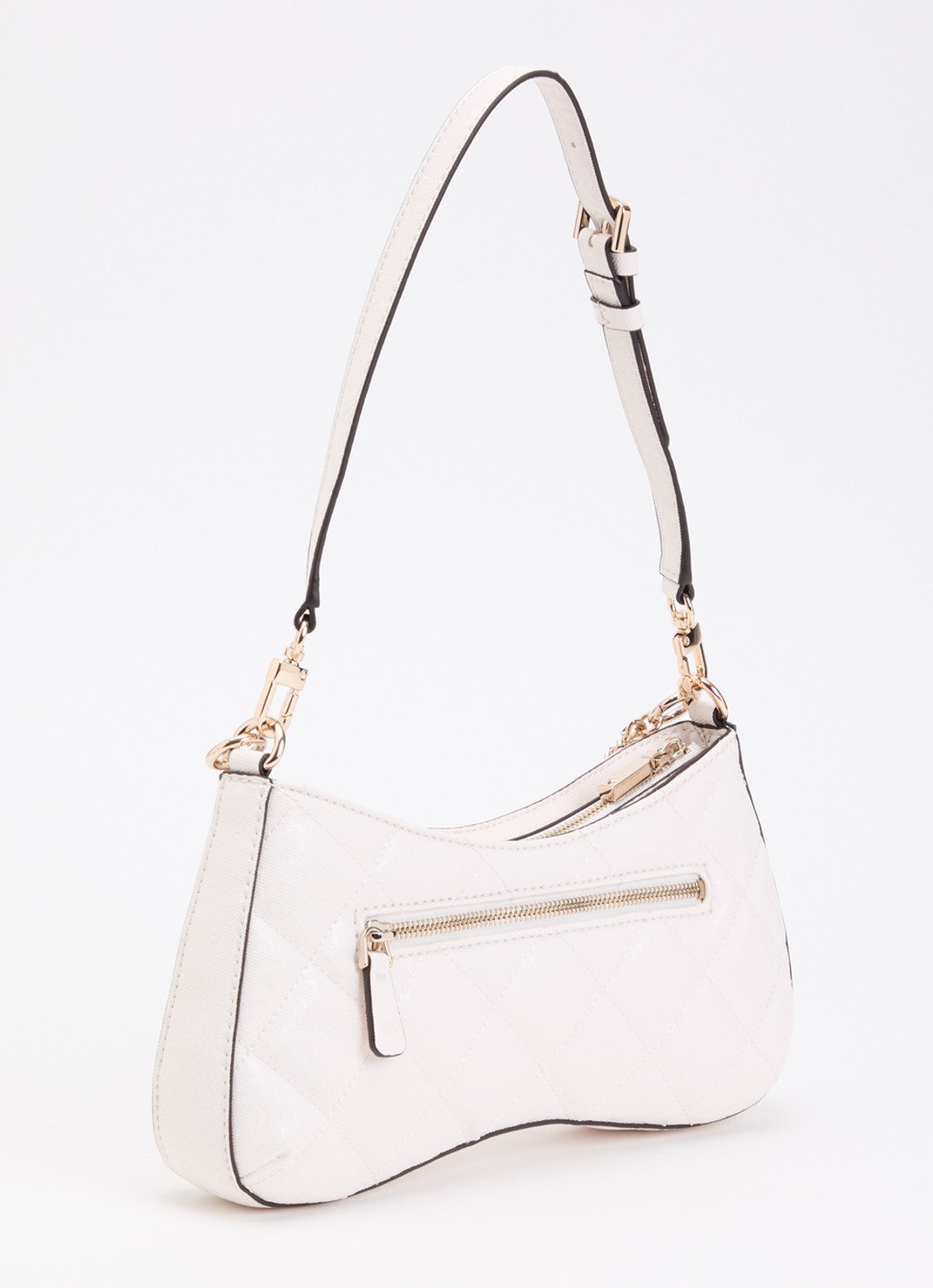 GUESS Libby schoudertas met logoprint en kettingdetail  - achterkant 6 wit