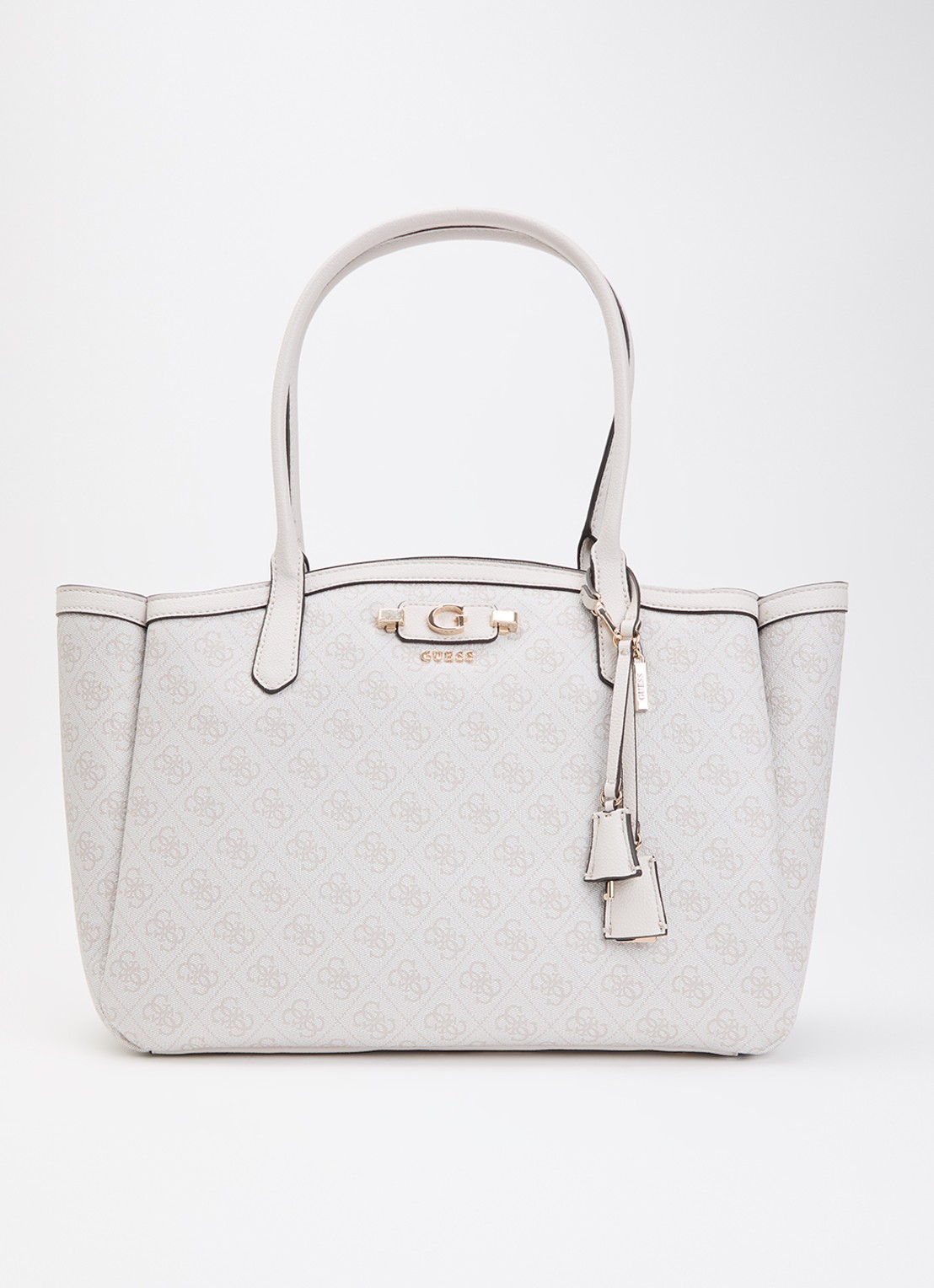GUESS Lindsey schoudertas met logoprint - voorkant 4 creme
