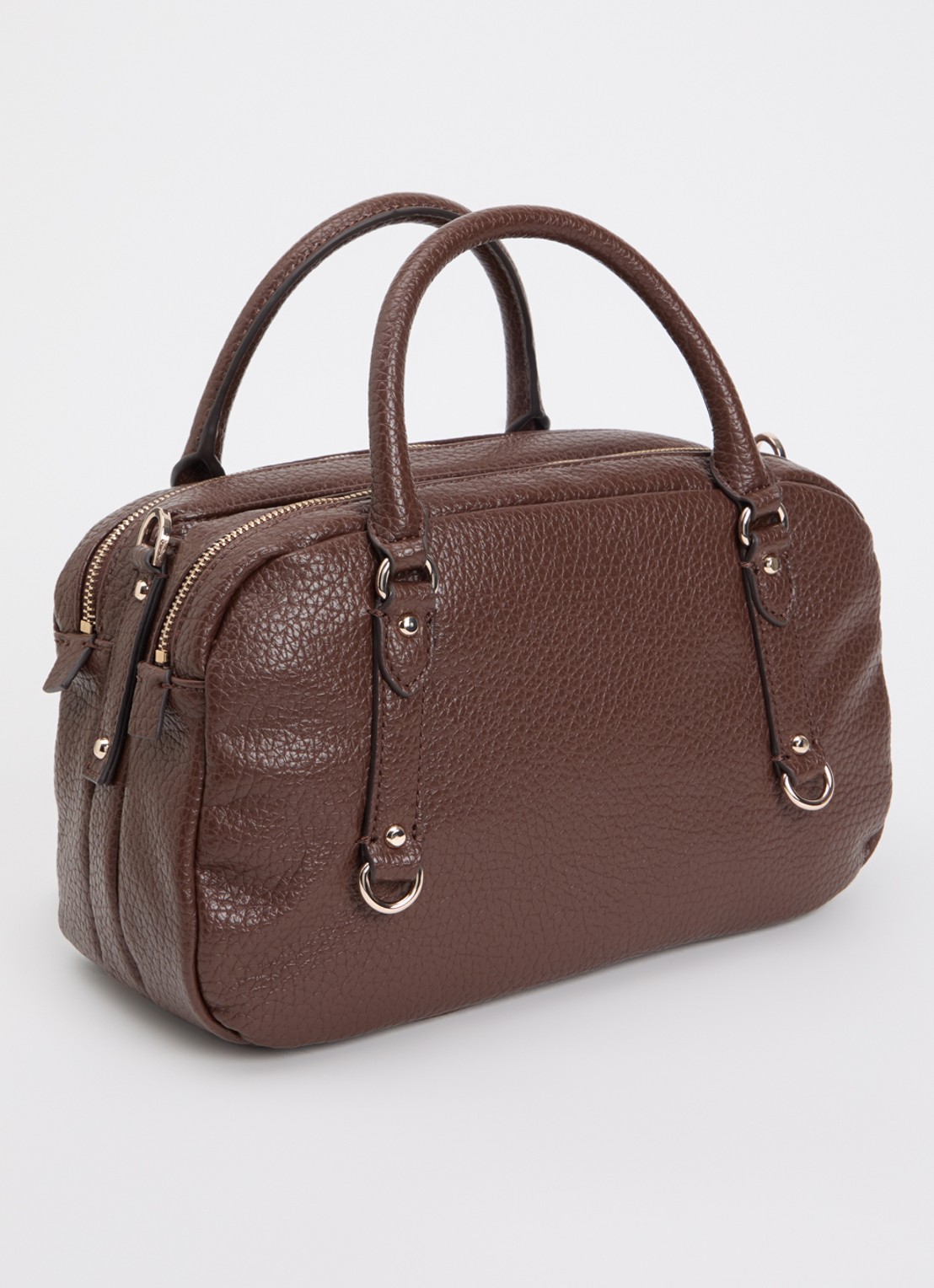 GUESS Marsha mini handtas met logo en tasbedel  - achterkant donkerbruin