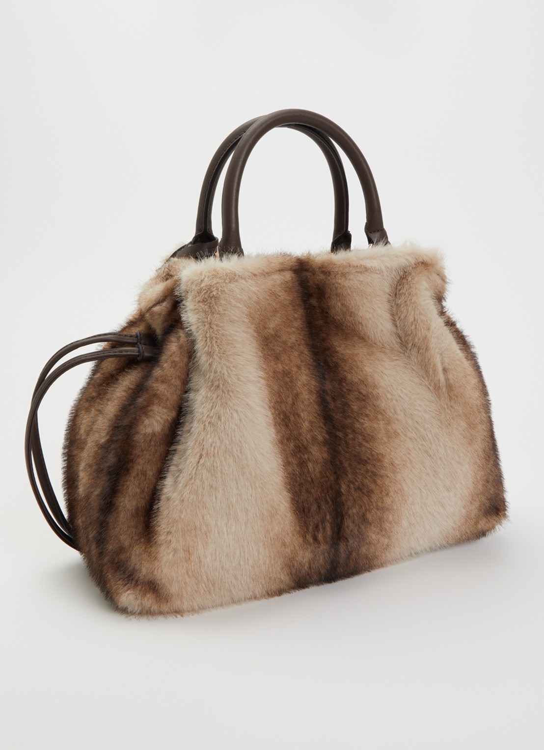 GUESS Mavis handtas van imitatiebont met afneembare schouderriem - achterkant 7 beige