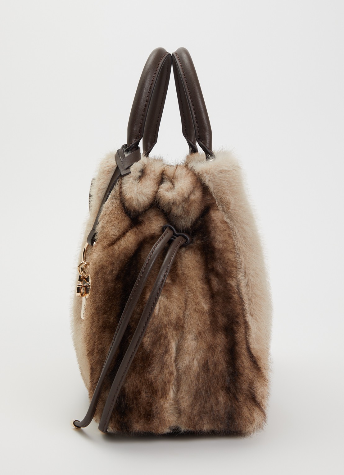 GUESS Mavis handtas van imitatiebont met afneembare schouderriem - detail 2 beige