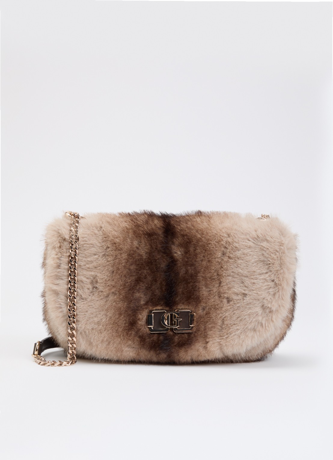 GUESS Mavis schoudertas van teddy - voorkant 4 beige