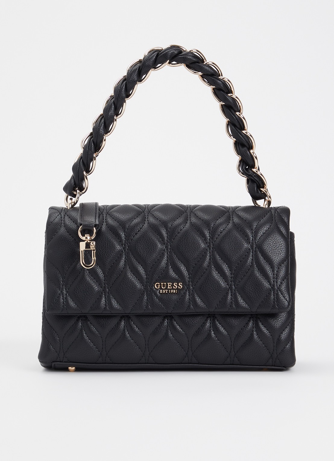 GUESS Maxine crossbodytas met quilt patroon - voorkant zwart