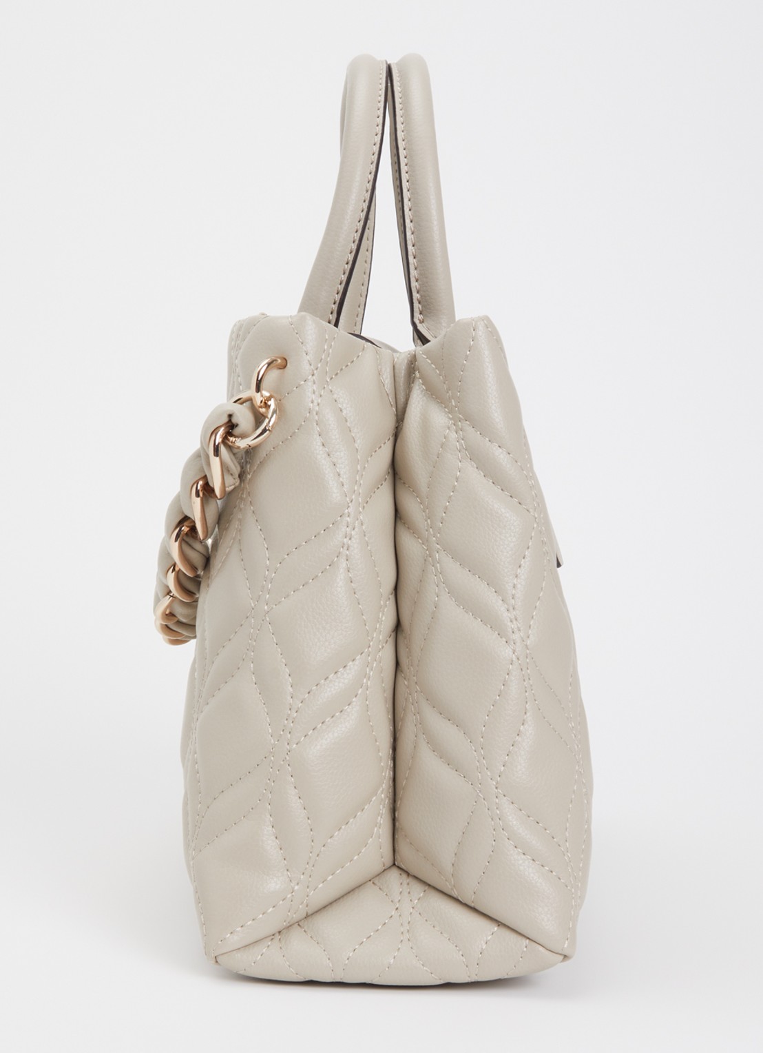 GUESS Maxine handtas met quilt patroon en afneembare schouderriem - detail 4 donkerbeige