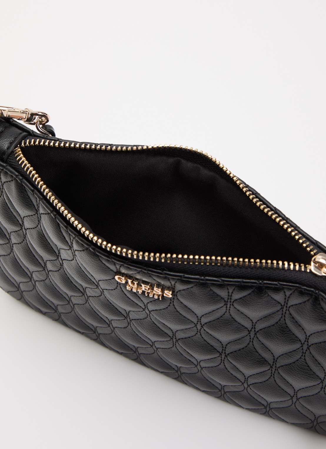 GUESS Maxine handtas met quilt patroon - detail zwart
