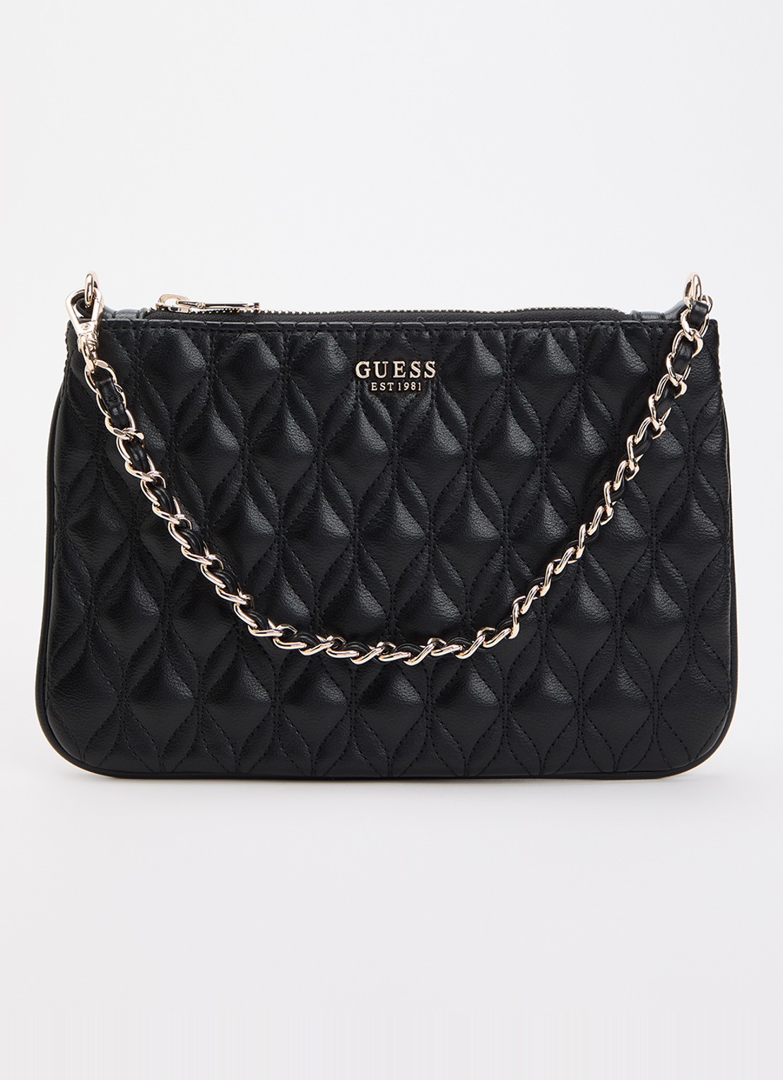 GUESS Maxine handtas met quilt patroon - voorkant 4 zwart