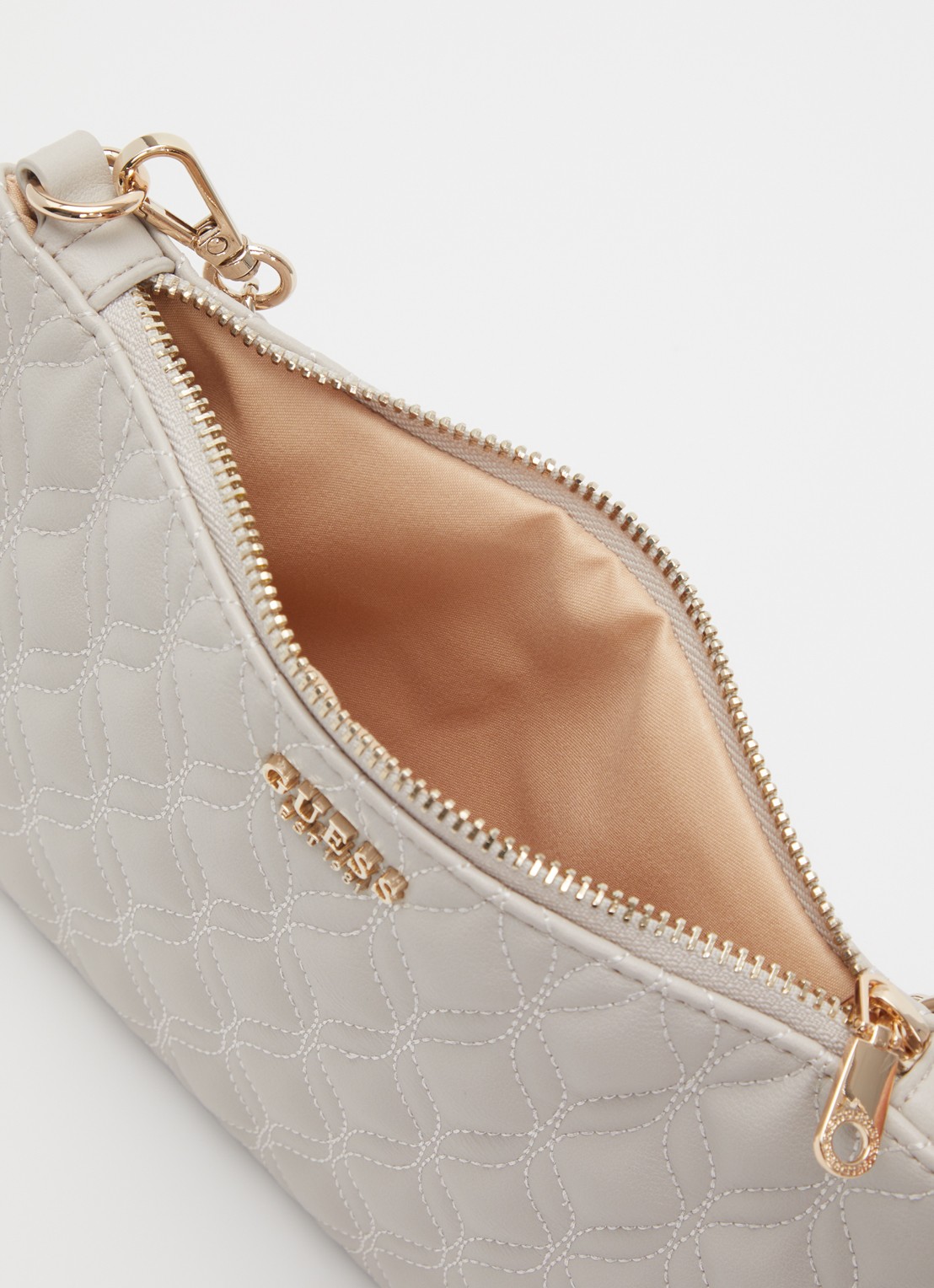 GUESS Maxine handtas met quilt patroon - detail 3 grijs