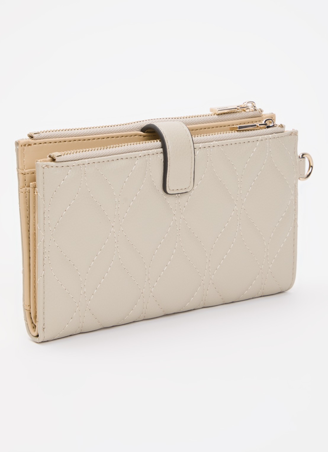 GUESS Maxine portemonnee met logo en quilt patroon - achterkant donkerbeige