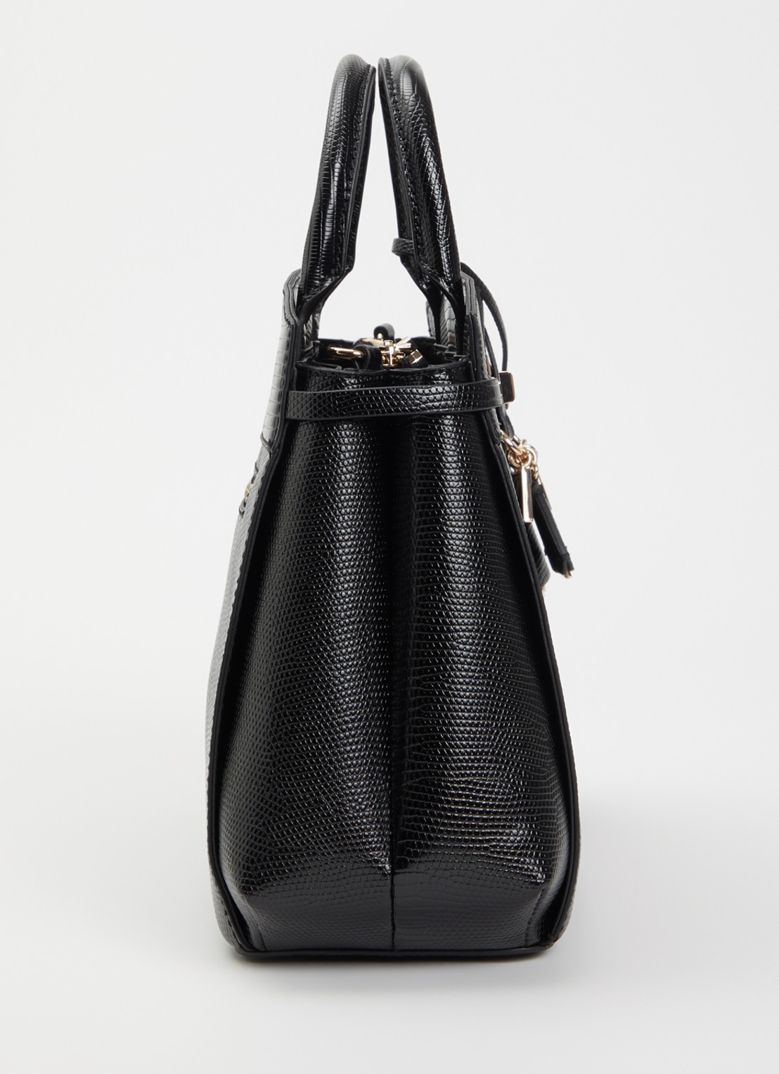 GUESS Melinda handtas met crocostructuur en afneembare schouderriem - detail 6 zwart