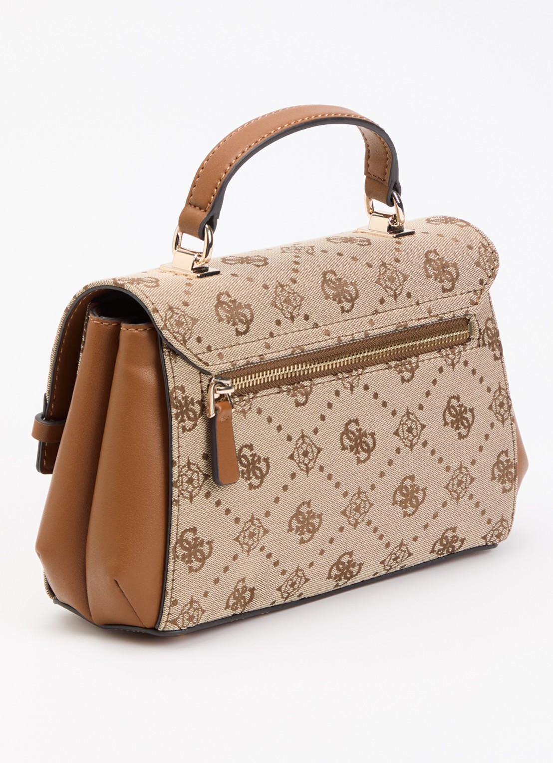 GUESS Melinda Logo handtas met logoprint en afneembare schouderriem  - achterkant 4 bruin