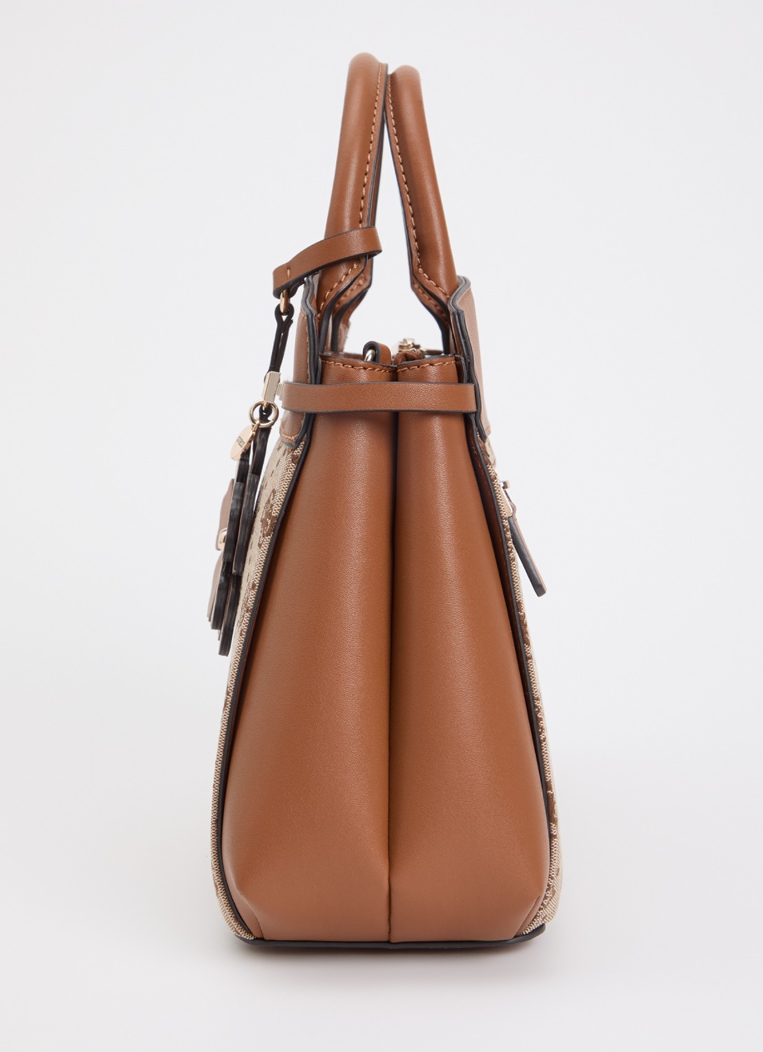GUESS Melinda logo handtas met logoprint en tasbedel  - detail 3 bruin