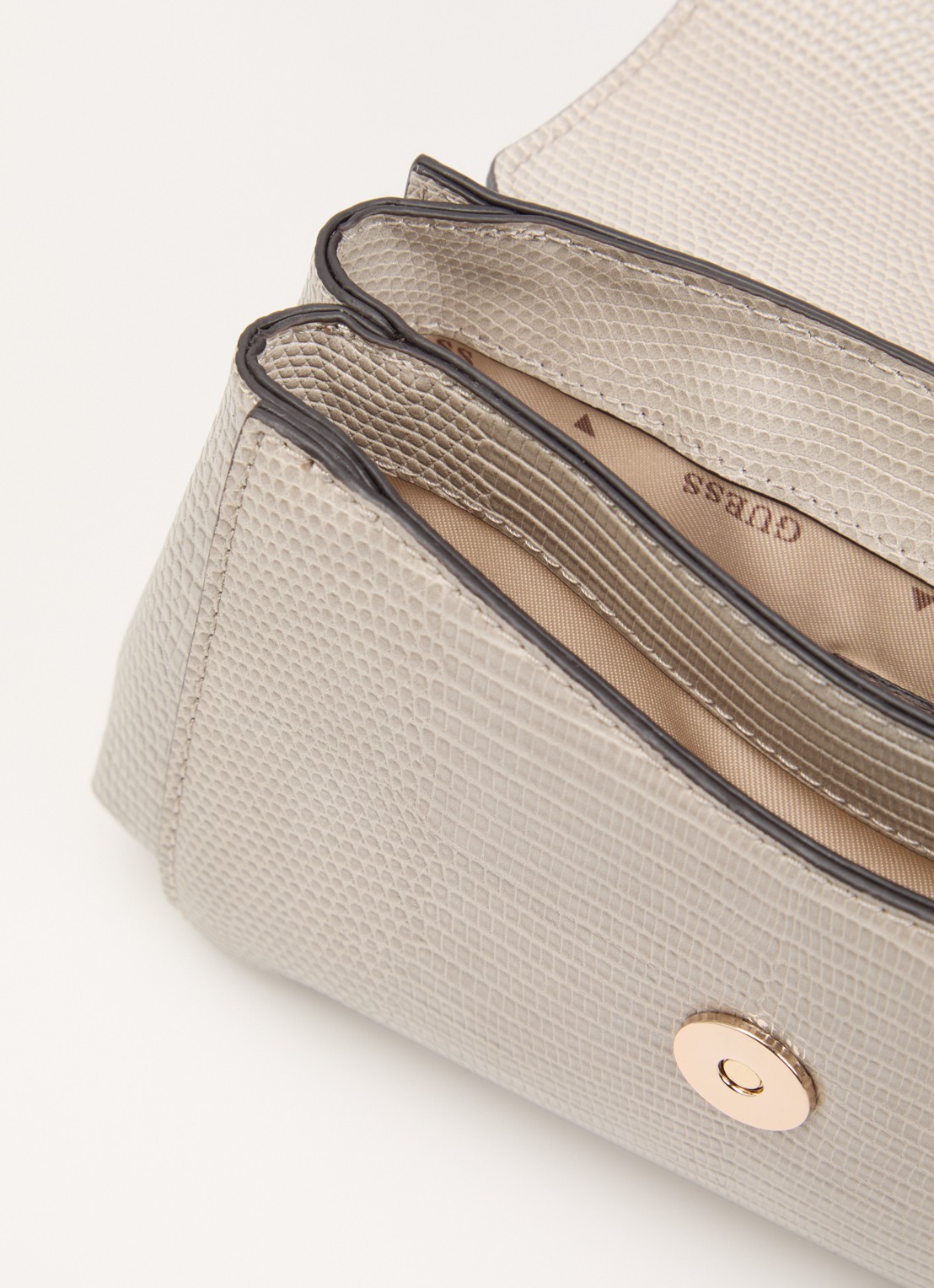 GUESS Melinda Mini crossbodytas met crocostructuur  - detail 3 donkerbeige