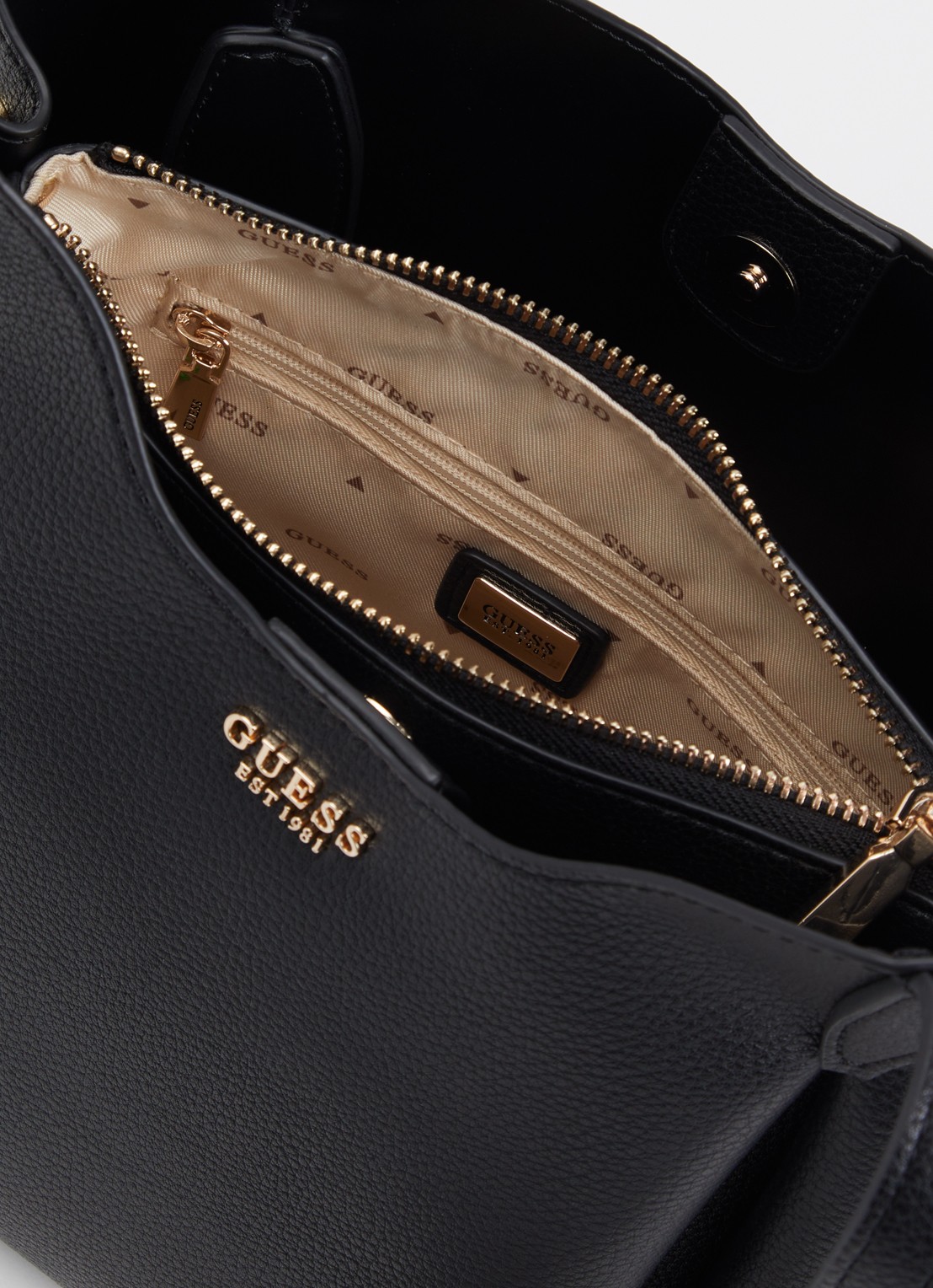 GUESS Melody schoudertas met logo en tasbedel - detail 3 zwart