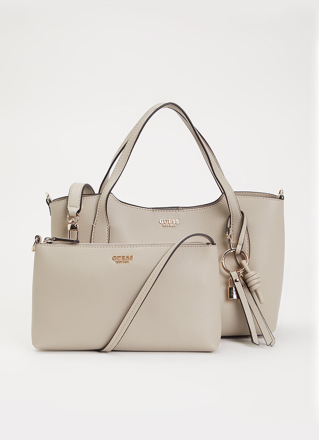 GUESS Melody schoudertas met uitneembaar etui - voorkant 5 grijs
