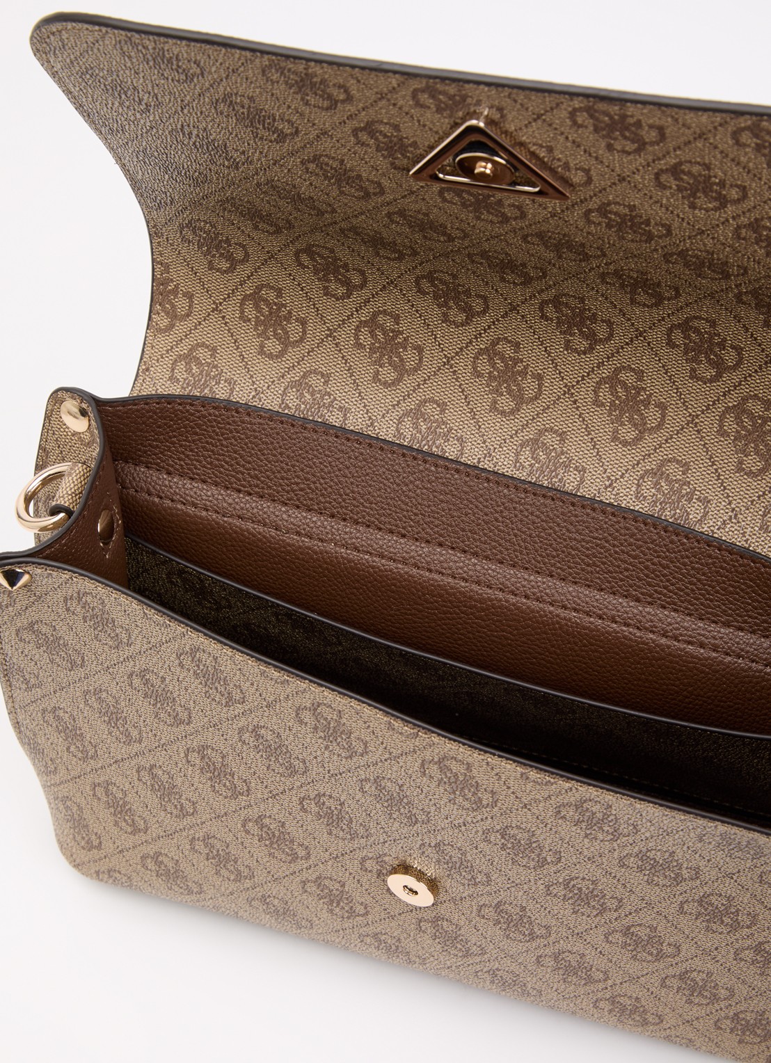 GUESS Meridian II Flap crossbodytas met logoprint - detail beige