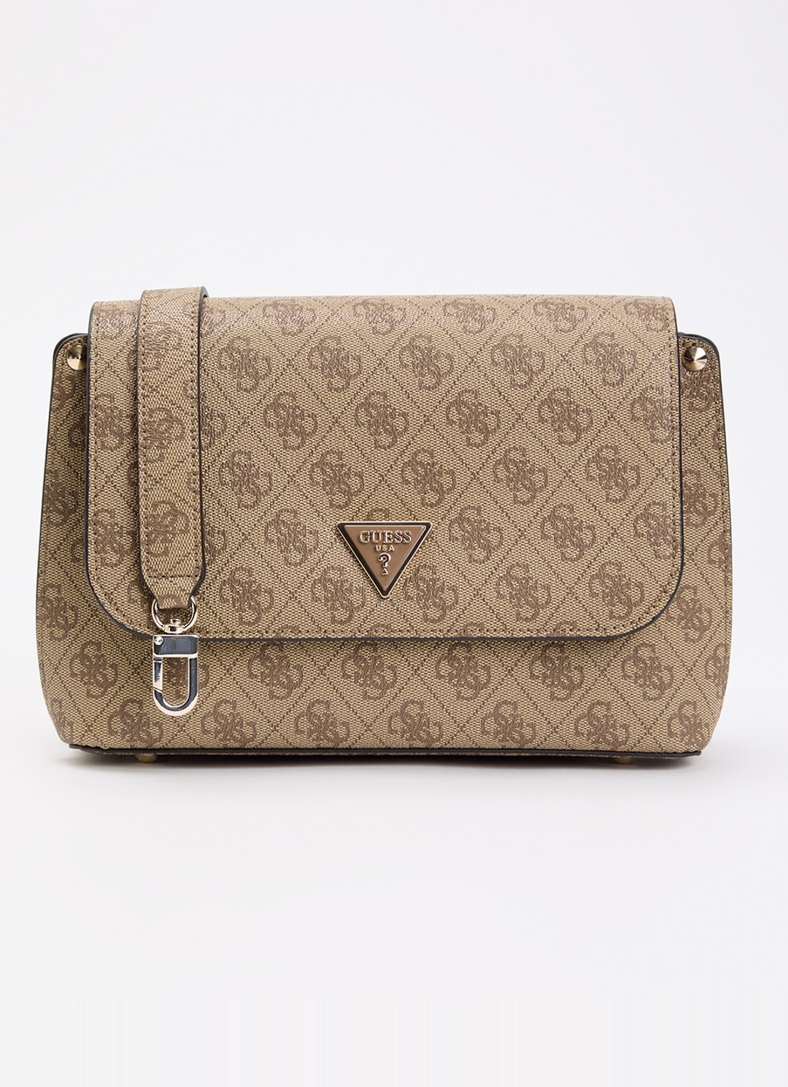 GUESS Meridian II Flap crossbodytas met logoprint - voorkant 4 beige