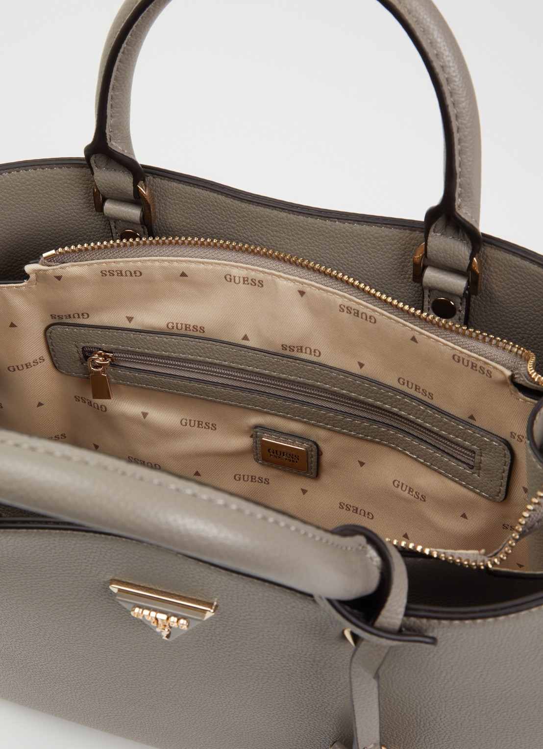 GUESS Meridian II handtas met afneembare schoduerriem - detail 2 grijs