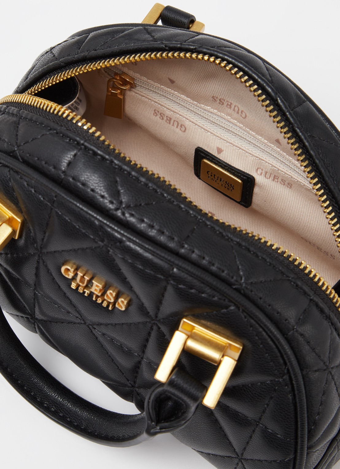 GUESS Mildred quilted handtas met afneembare schouderriem  - detail 5 zwart