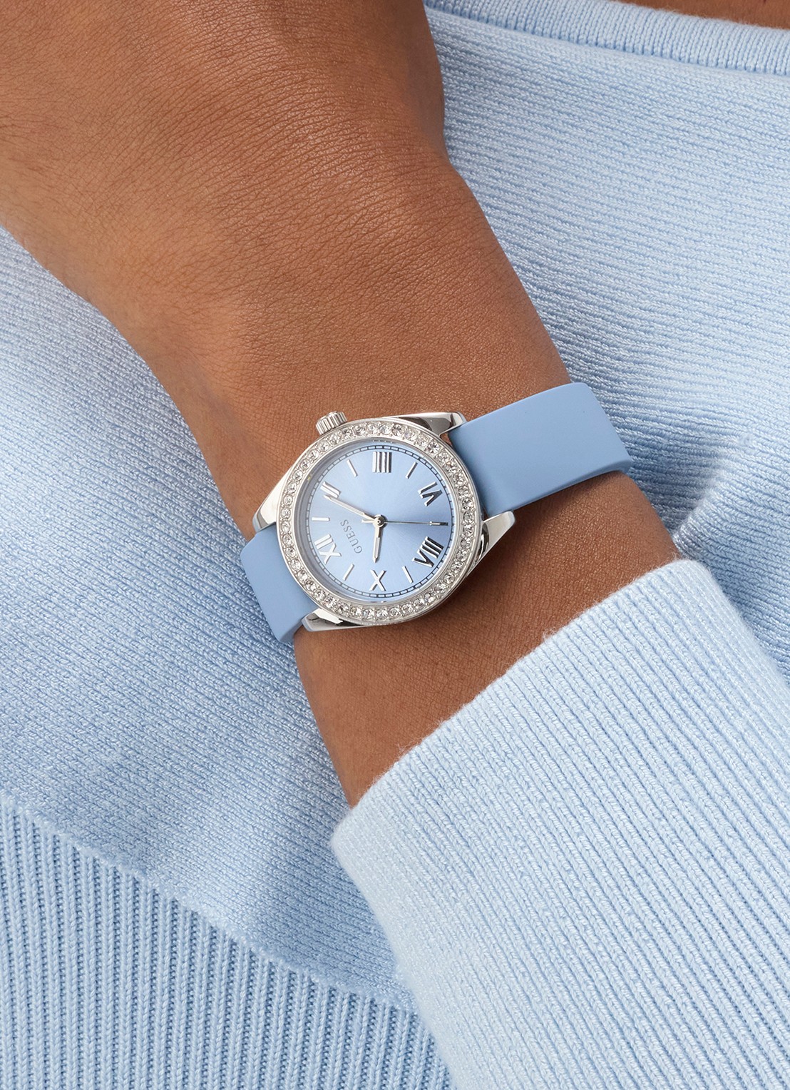 GUESS Mini Luna horloge GW1000L1 - voorkant 2 zilver