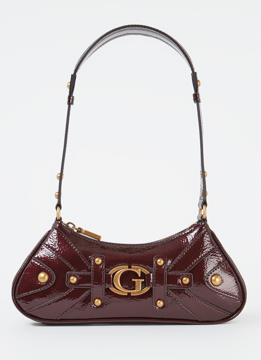 GUESS Mintha schoudertas met logoprint - voorkant 4 bordeauxrood