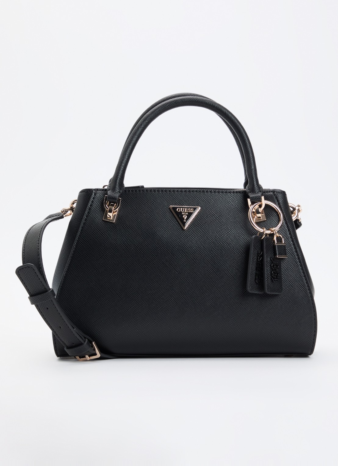 GUESS Noelle handtas met afneembare schouderriem - voorkant 5 zwart