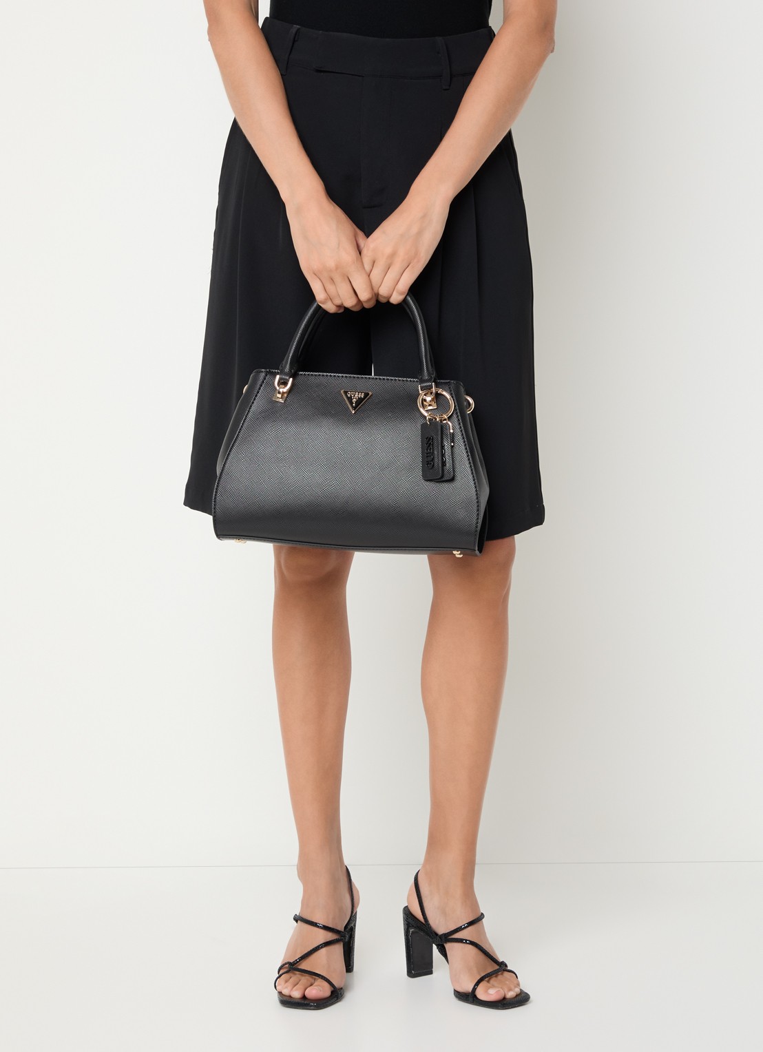GUESS Noelle handtas met afneembare schouderriem - voorkant 7 zwart