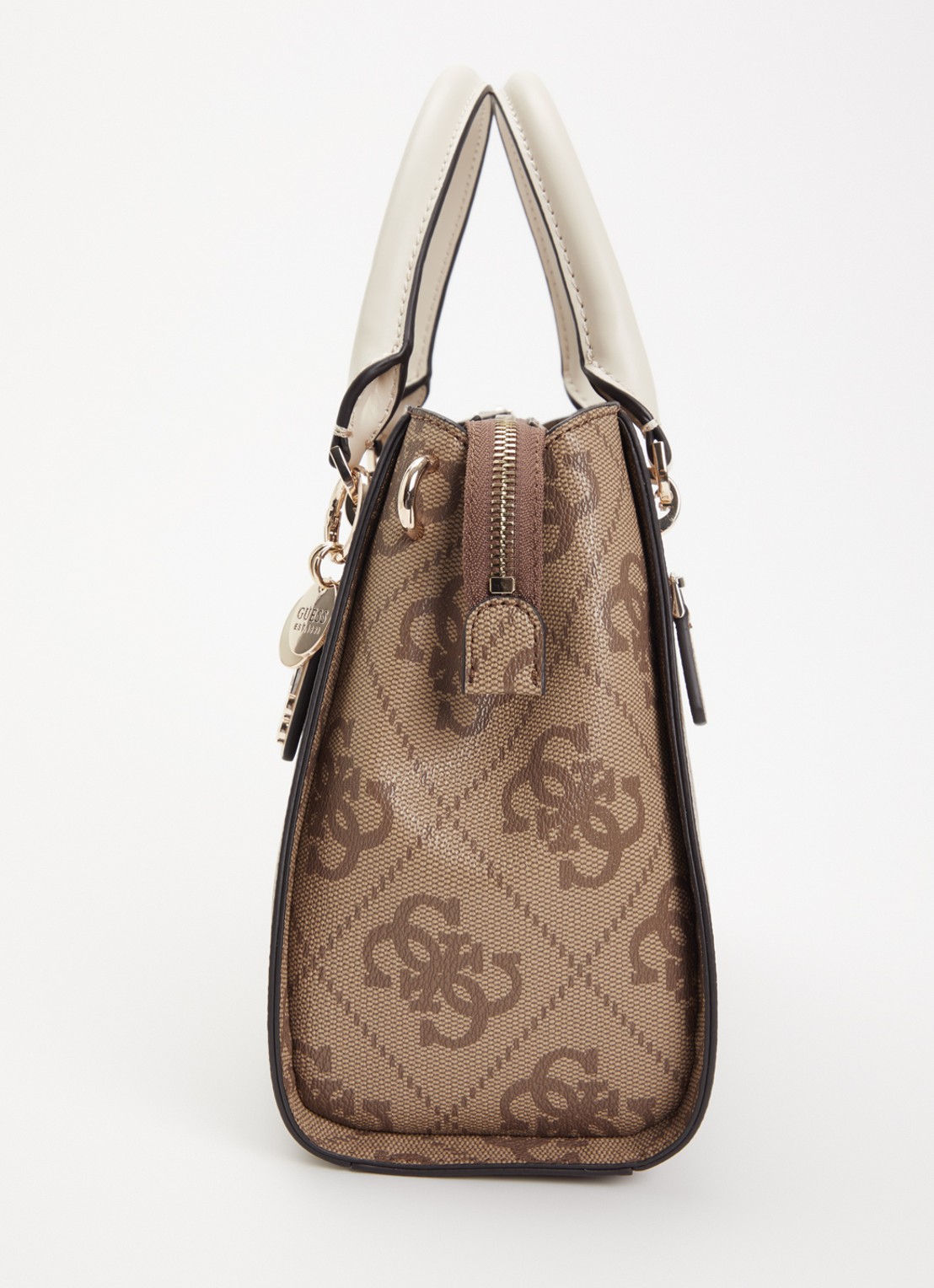 GUESS Noelle handtas met afneembare schouderriem - detail 4 lichtbruin