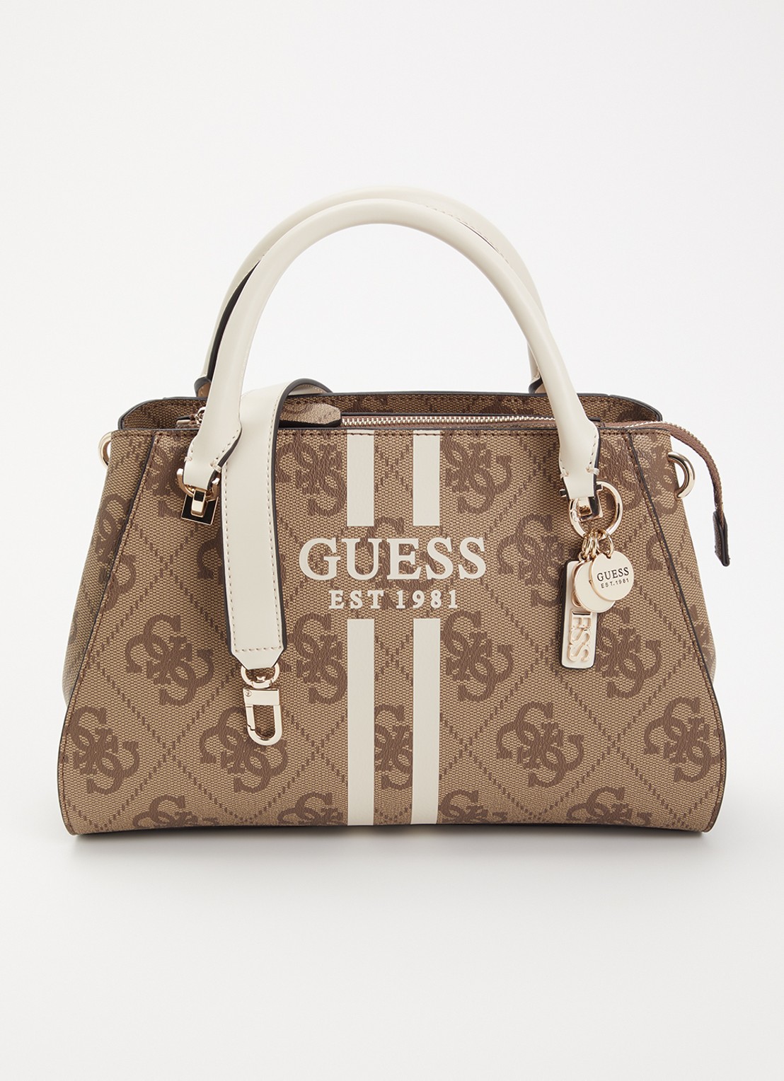 GUESS Noelle handtas met afneembare schouderriem - voorkant 2 lichtbruin