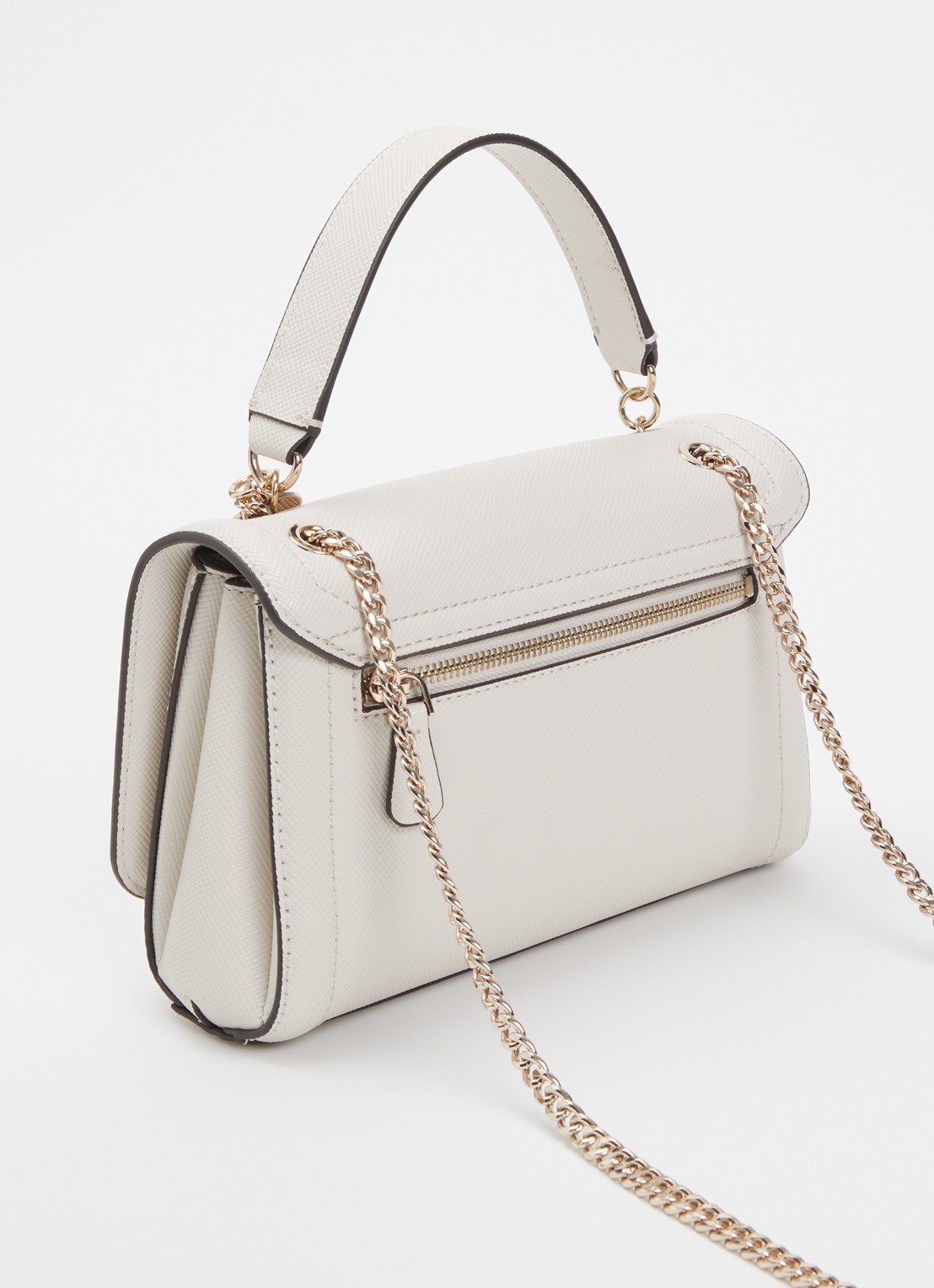 GUESS Noelle I crossbodytas met structuur en verstelbare schouderriem  - achterkant gebroken wit