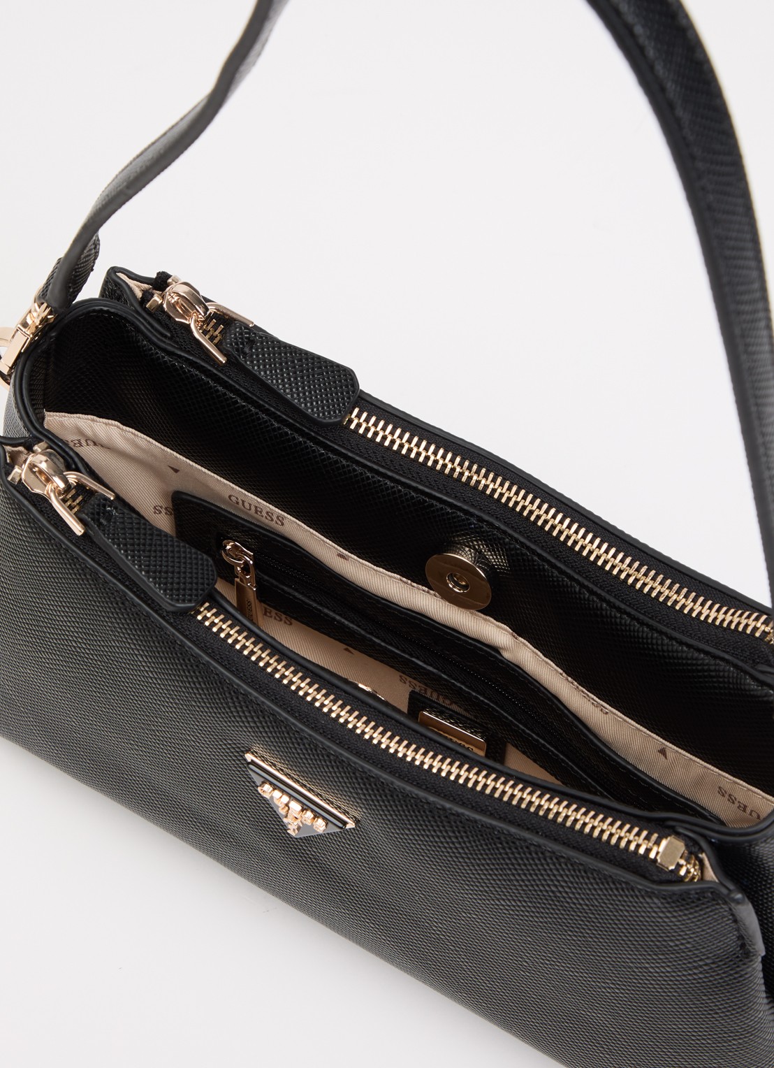 GUESS Noelle II 3 Comp schoudertas met afneembare schouderriem - detail 3 zwart