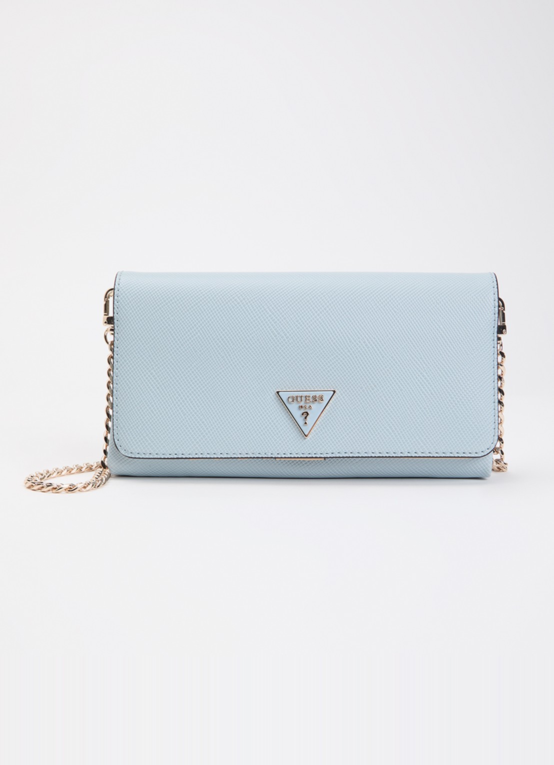 GUESS Noelle II crossbodytas met logo en afneembare schouderriem - voorkant lichtblauw