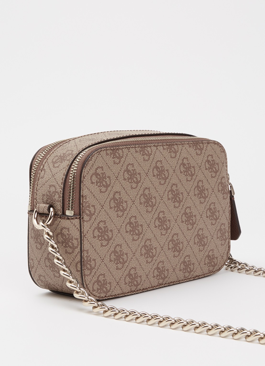GUESS Noelle II crossbodytas met logoprint - achterkant donkerbeige