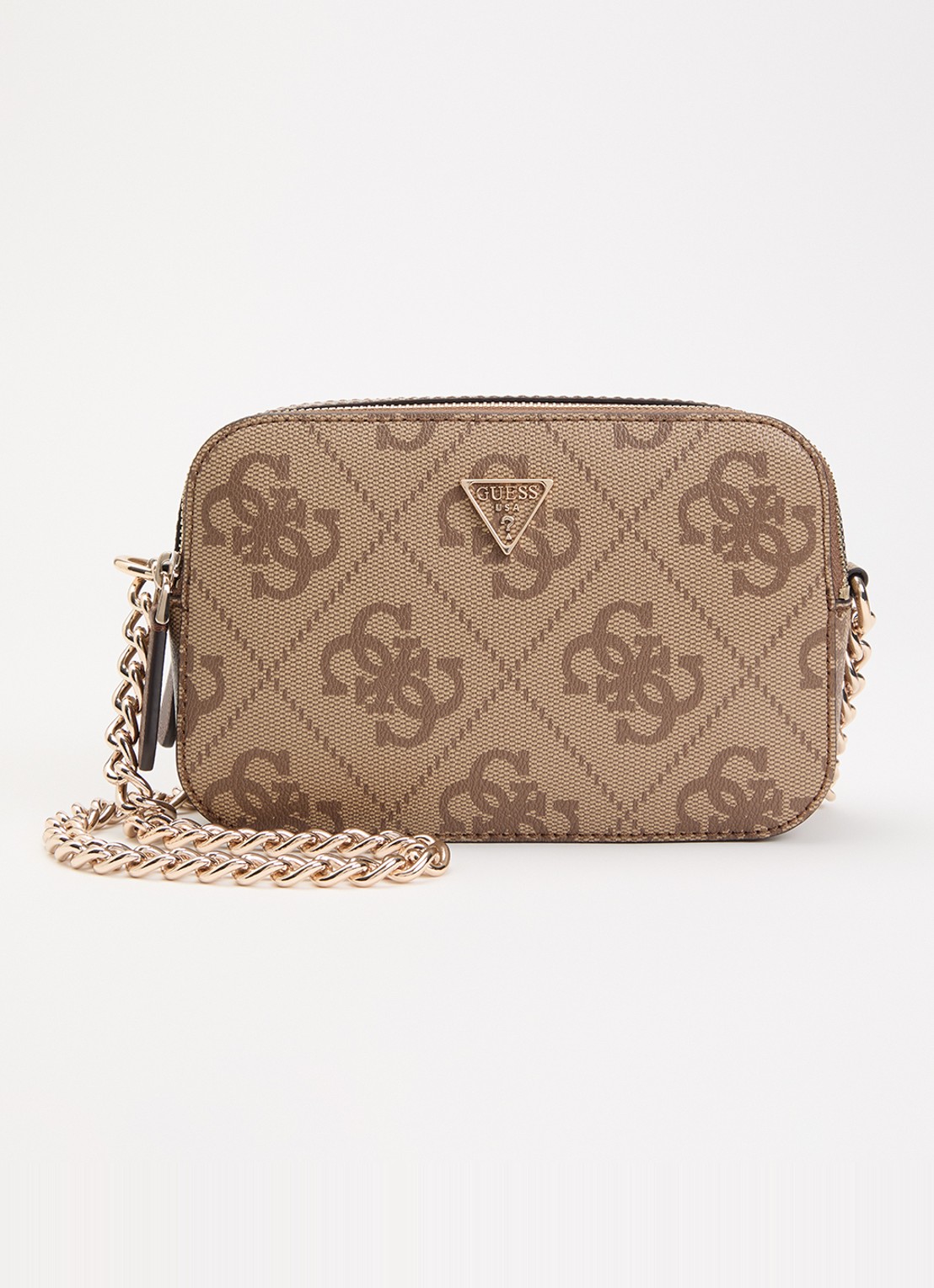 GUESS Noelle II crossbodytas met logoprint - voorkant 4 lichtbruin